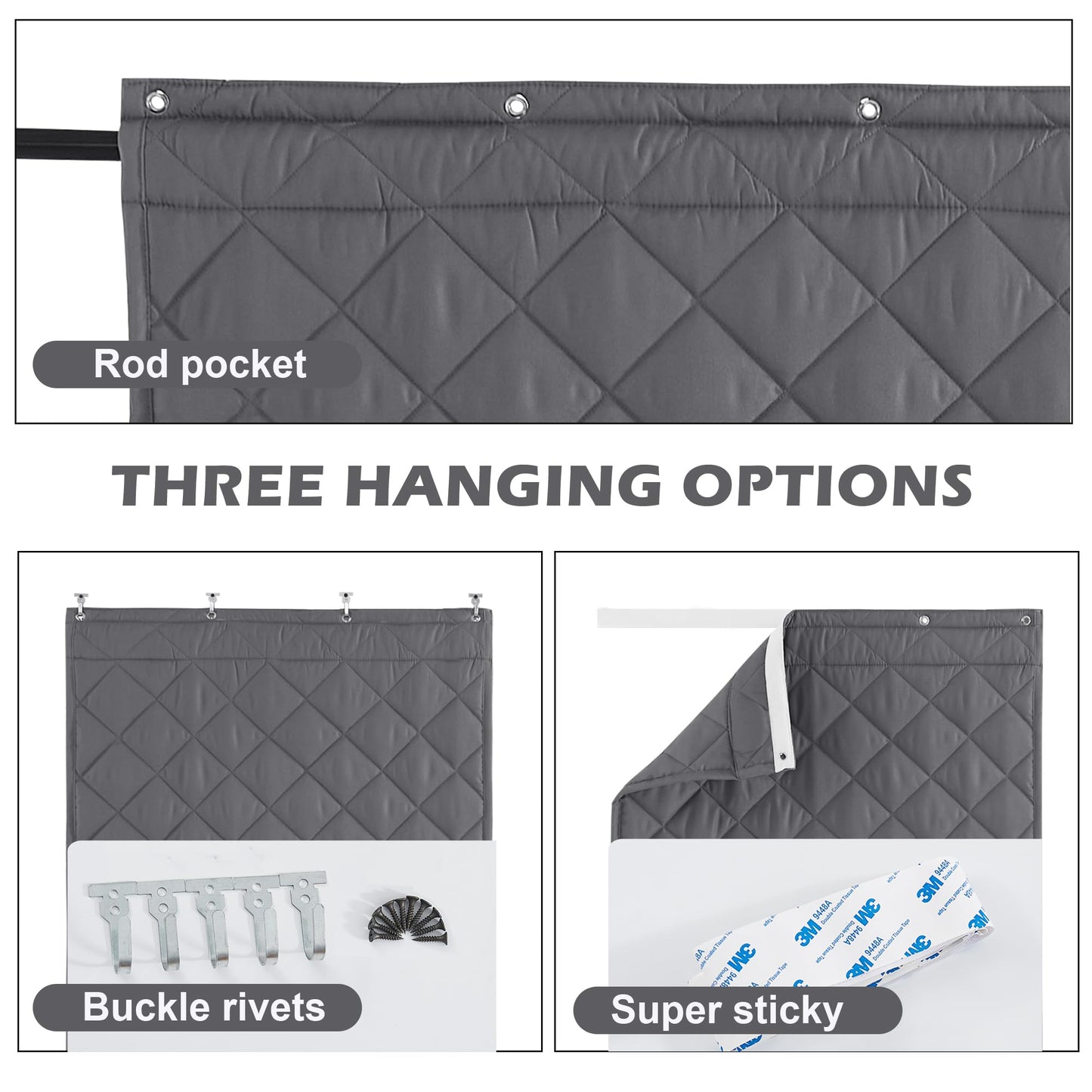 KEPARPCN Large Soundproof Blanket, Thermal Insulated Door Curtains for Doorway Noise Reducing Divider for Workshop Basement Laundry Acoustic Covering as Moving Blanket, 44 x 82 inch, Grey, 1 Panel