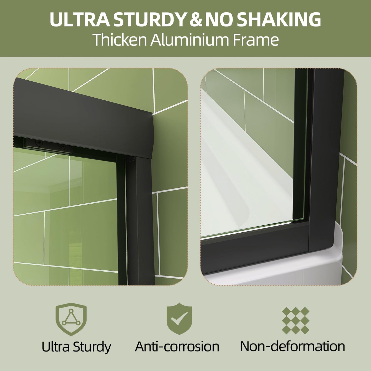 GETPRO Shower Door Double Sliding 57-60 in. W x 72 in. H Semi-Frameless Bypasss Bathroom Glass Shower Sliding Doors,1/4 inch Clear Tempered Glass Door for Walk-in Shower Matte Black