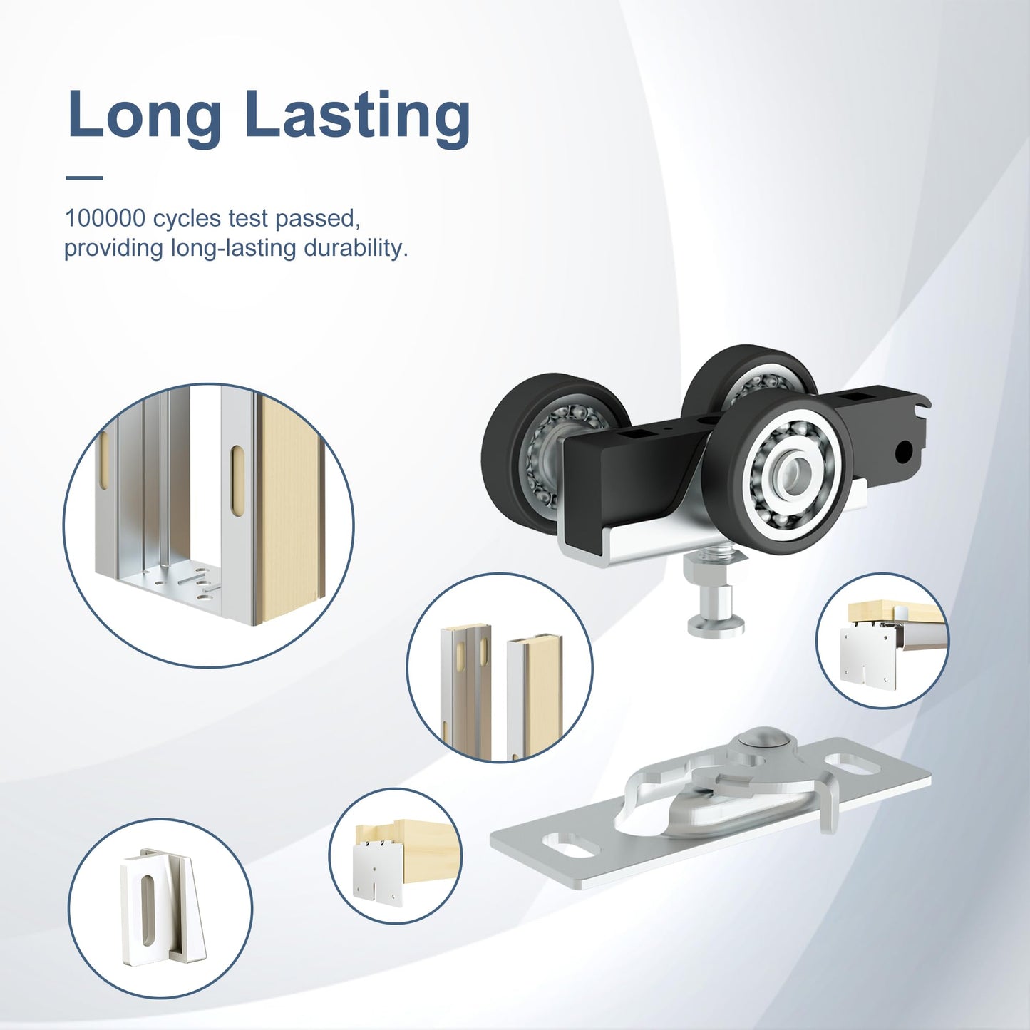 JUBEST 30"x80" Pocket Door Frame Kit with 88LBS Two-Way Soft-Close Mechanism, Durable, Easy to Install Hidden Door Kit, for 24" to 30"x80"