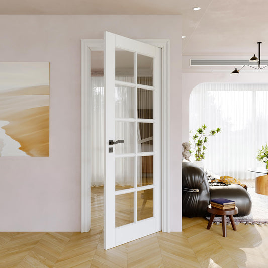 32"x80" CARB P2 Solid Core & Pre-Finished Thick SGCC Clear Glass Doors, Interior Door for Room, 10 Lite Glass Swing Shaker w/o Prehung Jamb, Barn Door Slab, Pocket Wood Panel for Closet& Bedroom Doors