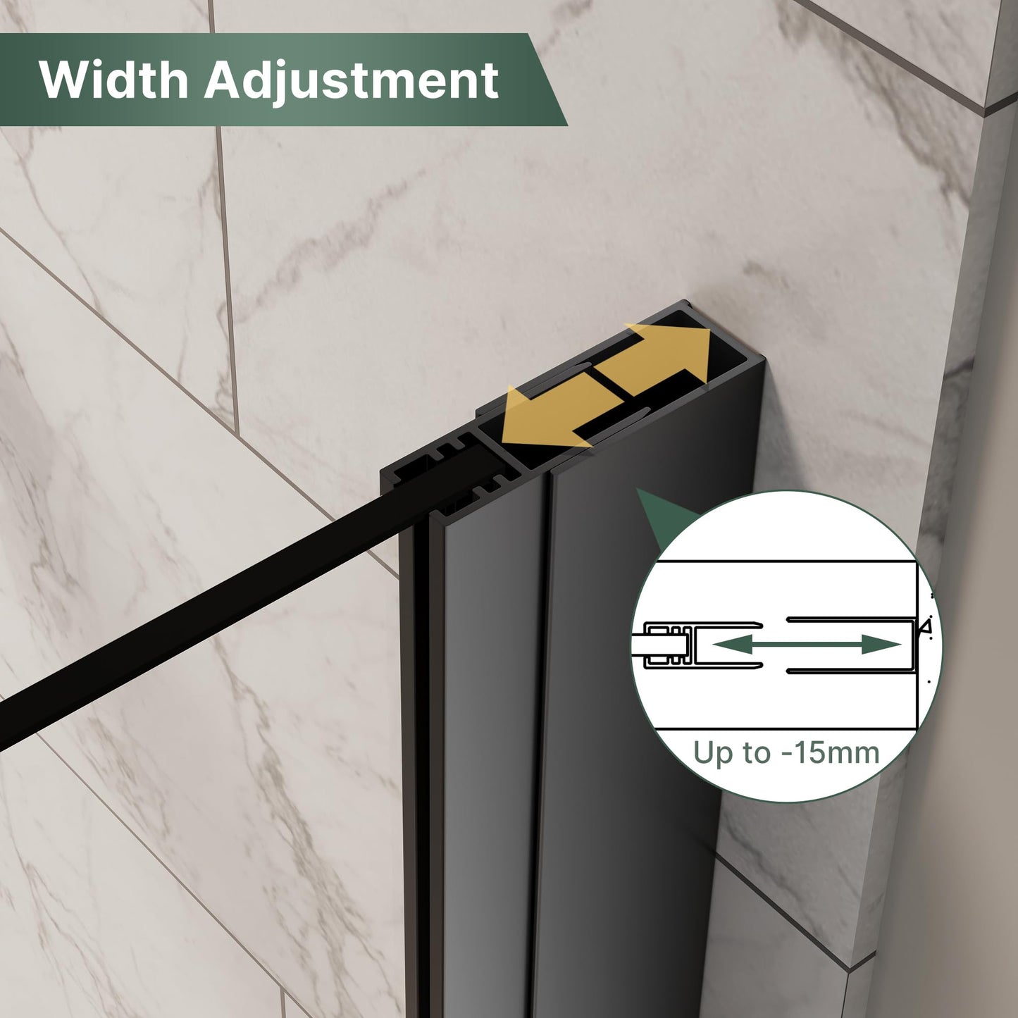 ELEGANT Frameless Shower Door 44'' W x 72'' H, Pivot Swing Glass Shower Door with 1/4'' Tempered Glass, Matte Black