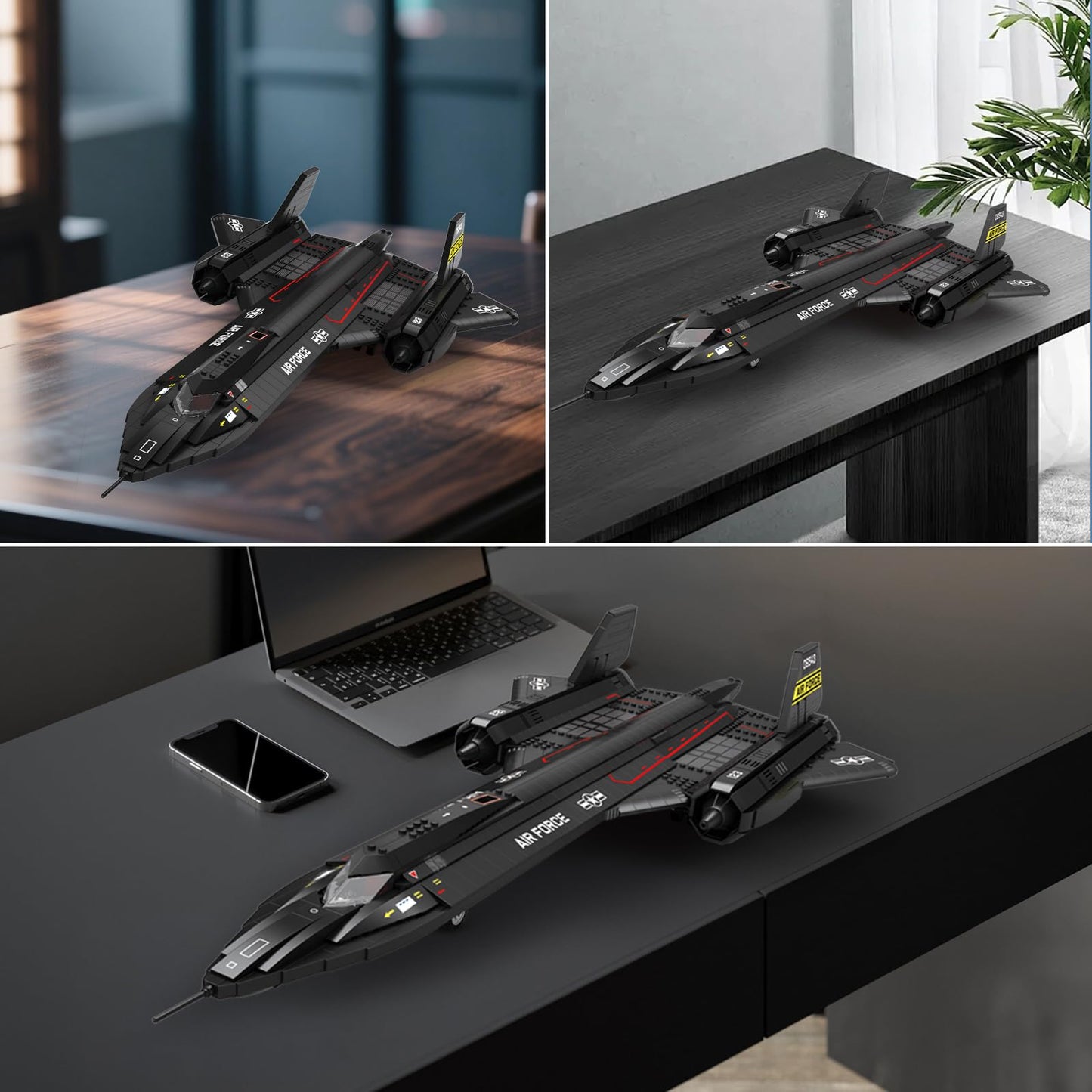 Reobrix SR-71 Blackbird Building Set, Military Reconnaissance Aircraft Model Kit, Collectible Aviation Jet for Adults, Home Office Display Decor, Ideal Gifts for Men & Military Fans 14+