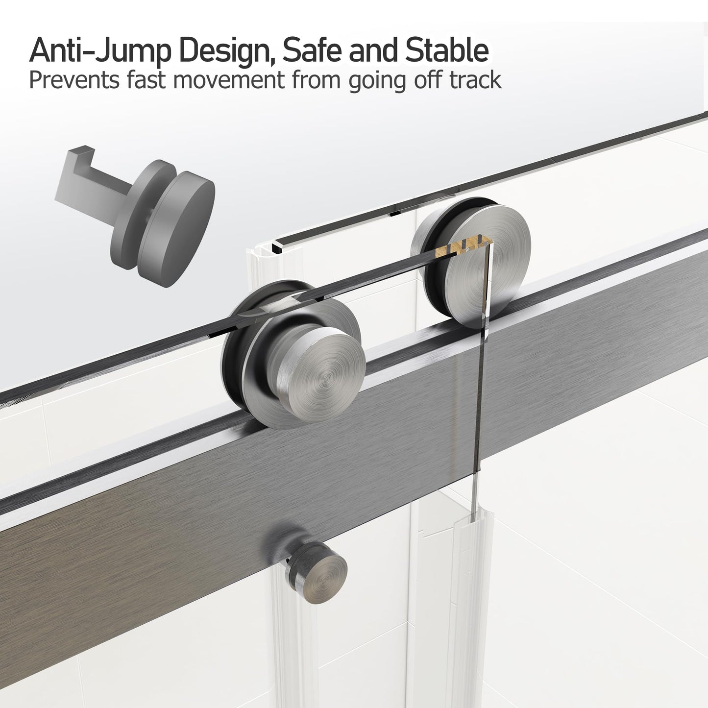 68-72" W x 76" H Shower Door,Frameless Shower Door,Single Sliding Shower Glass Door with 3/8" (10mm) Clear SGCC Tempered Glass, Roller Disc System (Brushed Nickel, 72" Wx76 H-Single Sliding)