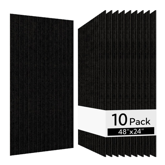 Olanglab Acoustic Wall Panels 10 Pack, 48 x 24 per Acoustic Panels Sound Absorbing, Decorative Sound Panels for Home Studio and Office, Black