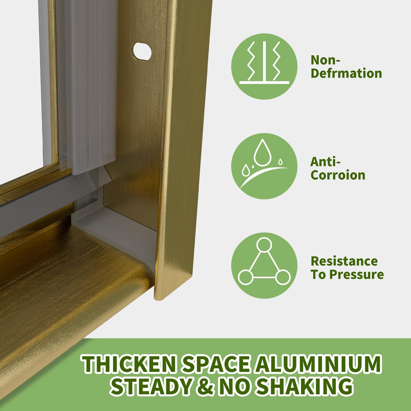 ACE DECOR 56-60" W x 70" H Semi-Frameless Shower Door, Double Sliding Shower Door with 1/4" (6mm) Clear SGCC Tempered Glass, Brushed Gold Finish Shower Doors, Reversible Installation