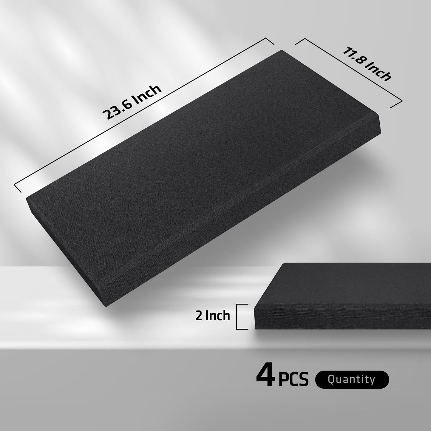 UMIACOUSTICS 4 PCS Acoustic Panels, 2“ Thick 23.6" x 11.8" Fiberglass Sound Proof Wall Panels, Sound Absorbing Panels for Studios, Office, Home Theater. Deep Black