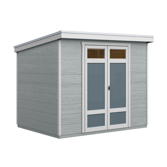 Handy Home Products Highland 8x6 Modern Wooden Storage Shed with Floor Kit and Palram roof- Does not Include Paint