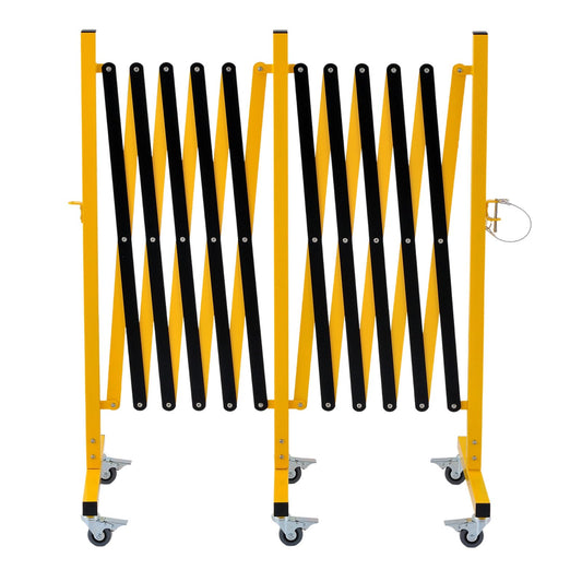 GYMTIME Industrial Expandable Metal Barricade, 16 Feet, Easily Assembled Safety Barrier with Casters, Flexible Mobile Retractable Gate, Adjustable Traffic Fence