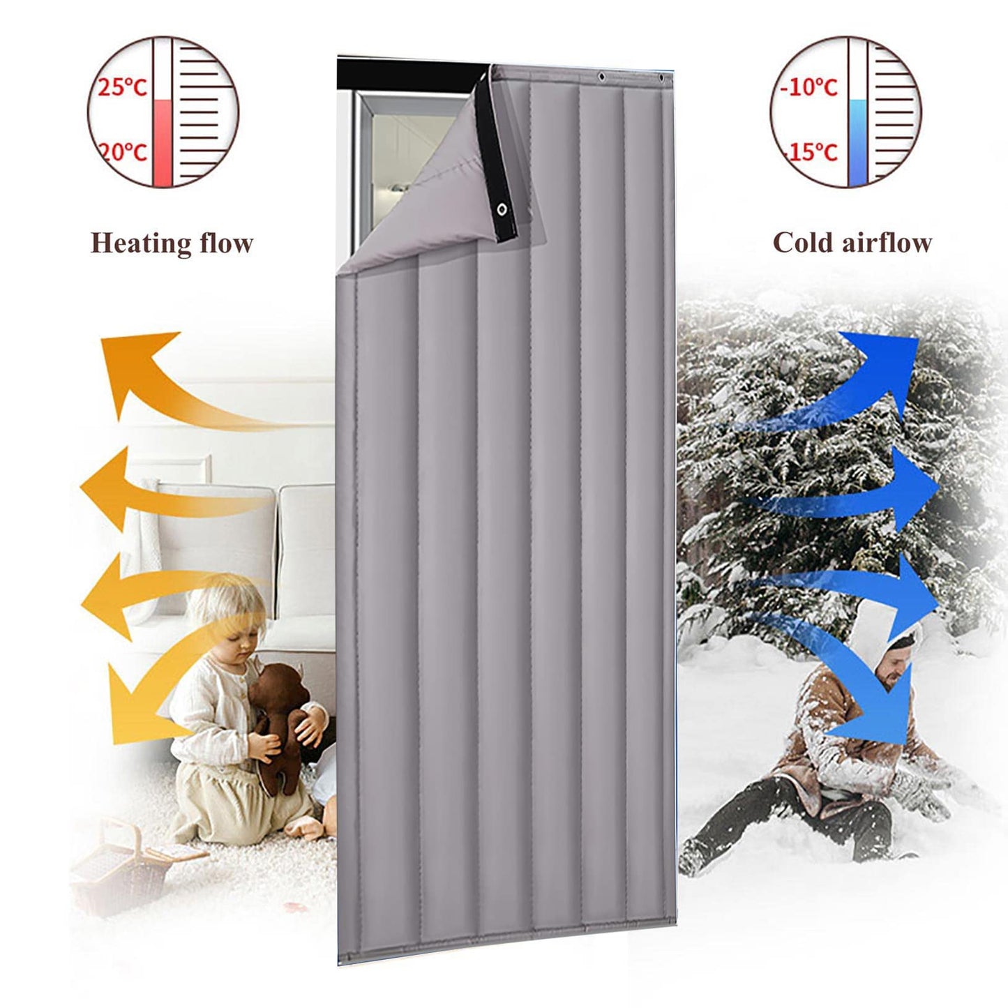 Thermal Insulated Door Curtain,Winter Doorway Cover Screen, Soundproof Blanket, Privacy Curtains,tapestry Windproof Waterproof Warm Cold Protection,for Living Room Garage Front Door Patio Kitchen