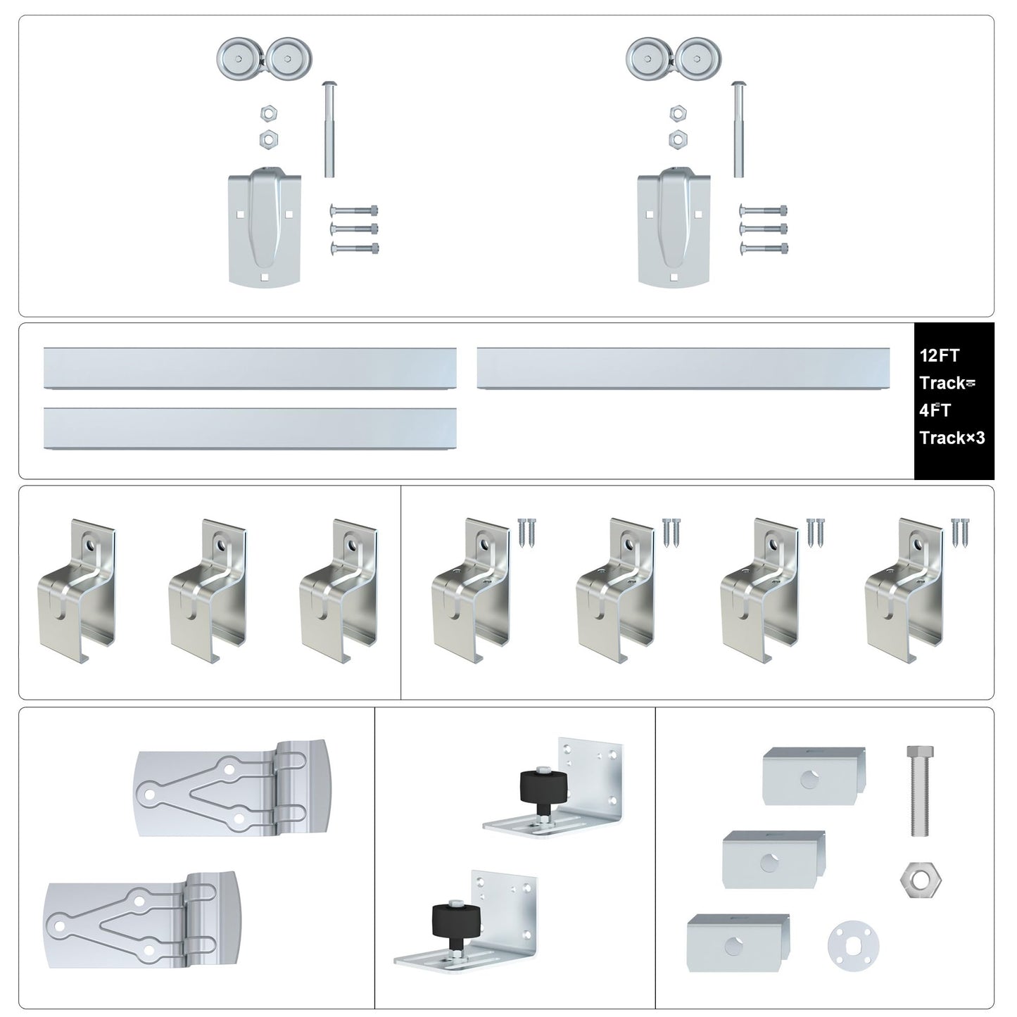HARDJULAN 12FT Heavy-Duty Galvanized Steel Exterior Sliding Barn Door Hardware Kit, 450 lbs Capacity,Kit for Outdoor,Fit for MAX 1 Door Width 72in
