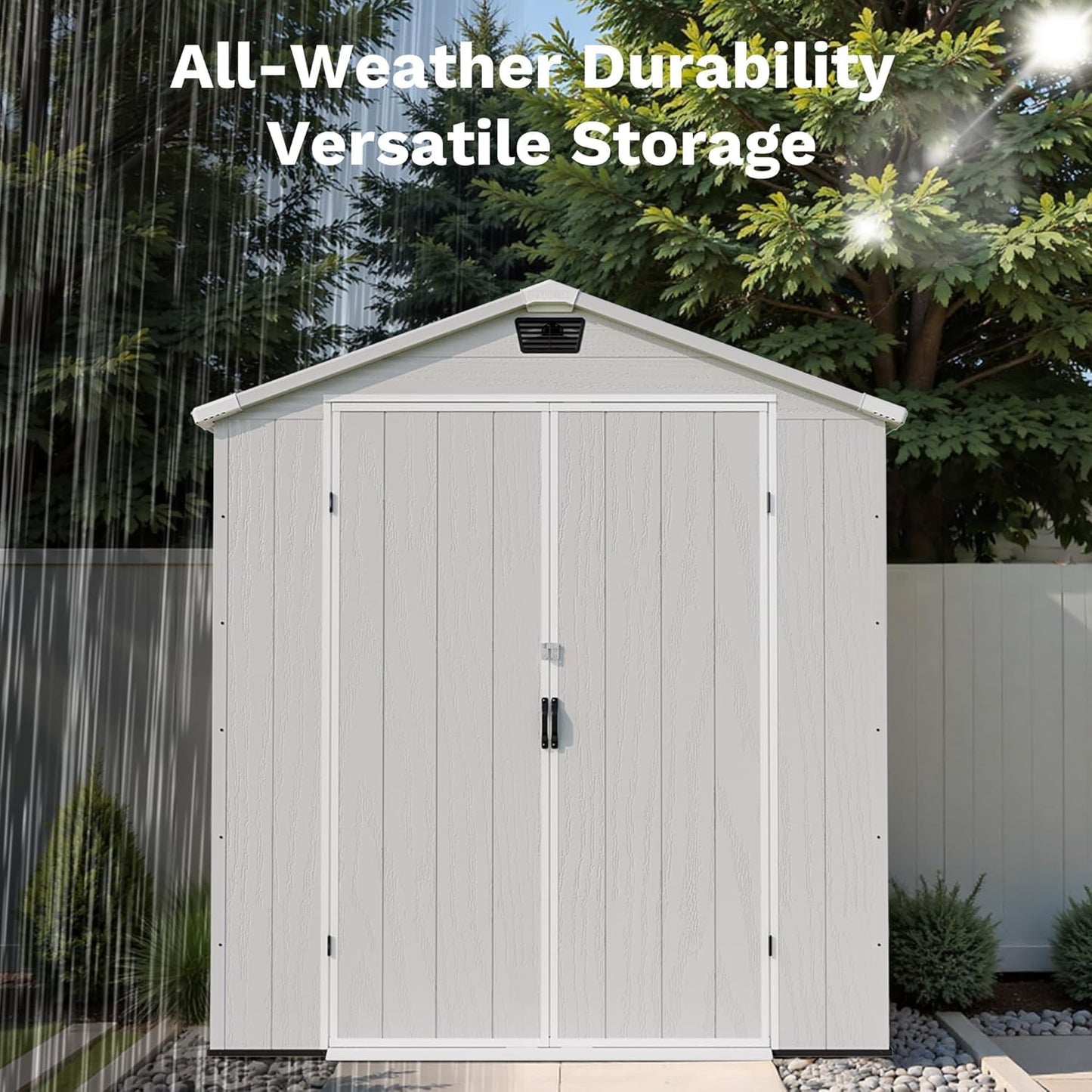 Patiowell 6X4 FT Plastic Outdoor Storage Shed with Floor, Resin Tool Sheds with Lockable Door and Window, Weather-Resistant Garden Shed, Easy Assembly for Backyard, Patio, Light Grey