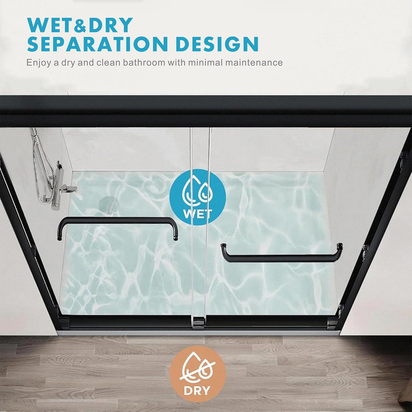 50''-54" W×72" H Black Shower Doors Glass Sliding 54 Inches,Semi Frameless Bathroom Sliding Glass Shower Door,Walk in Shower with 1/4" (6mm) Clear SGCC Tempered Glass