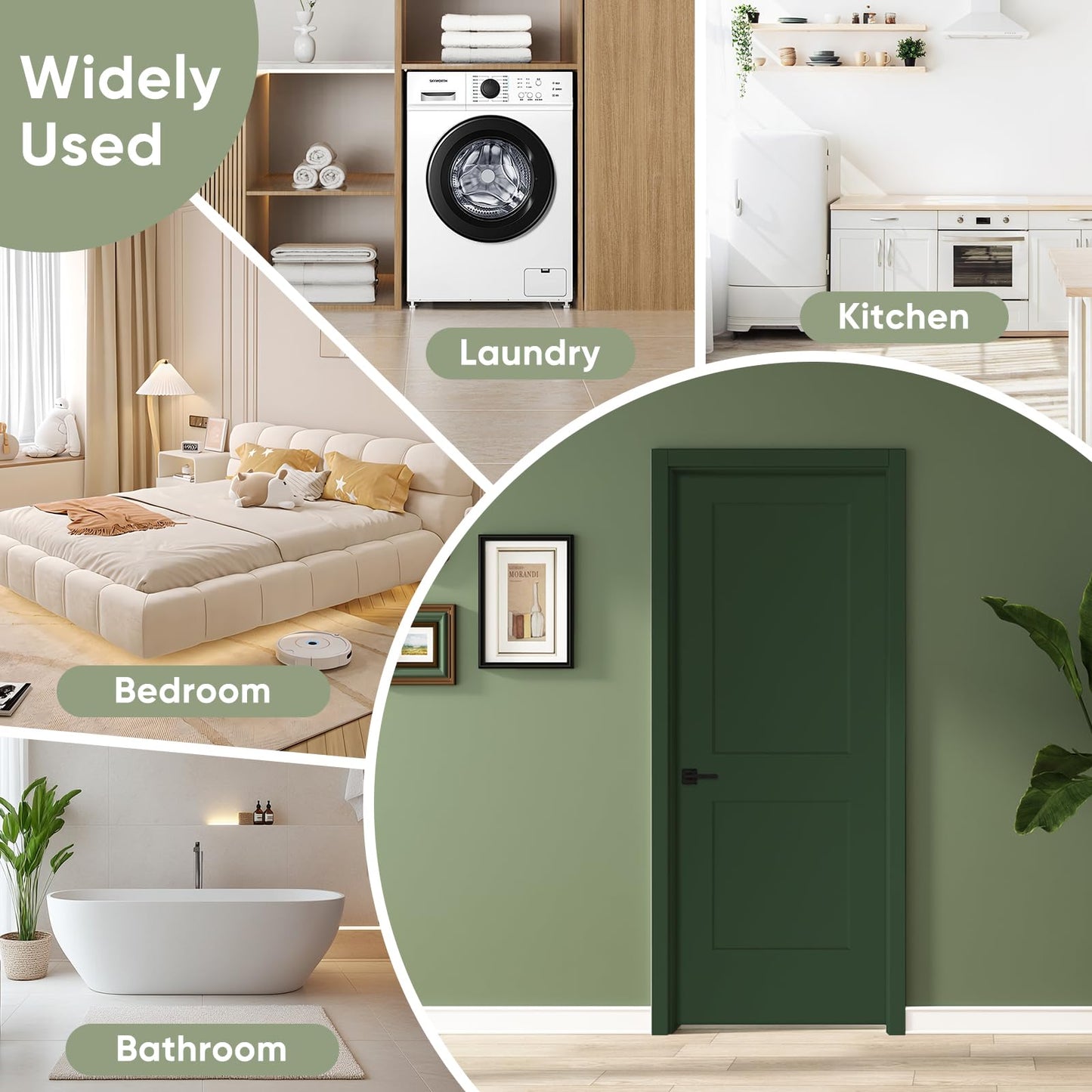 BARNSMITH 30x80 in 2-Panel White Primed Molded Door Slab, Shaker Style Paintable Hollow Core Interior Door Panel, for Swing, Pocket, Sliding Door, Durable and Lightweight, No Assembly Required