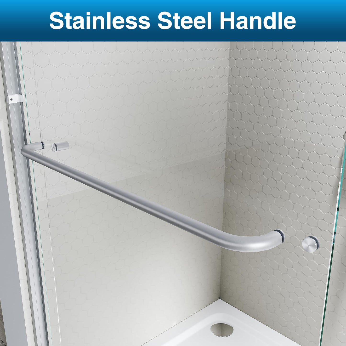 SL4U Double Sliding Shower Door 48 in. W x 76 in. H, Semi-Frameless Bypass Bathroom Sliding Door with 1/4'' (6mm) Clear Tempered Glass, Brushed Nickel