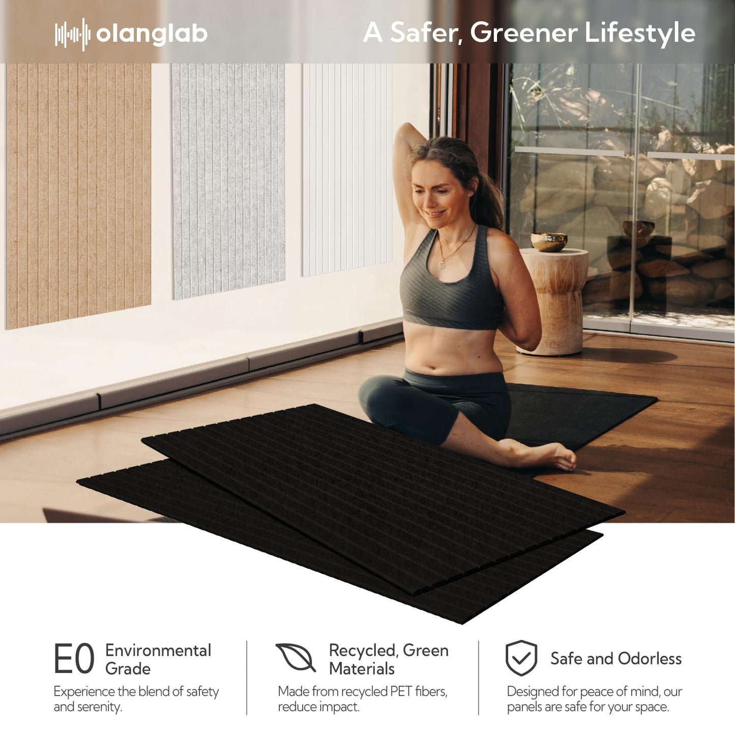 Olanglab Acoustic Wall Panels 10 Pack, 48 x 24 per Acoustic Panels Sound Absorbing, Decorative Sound Panels for Home Studio and Office, Black