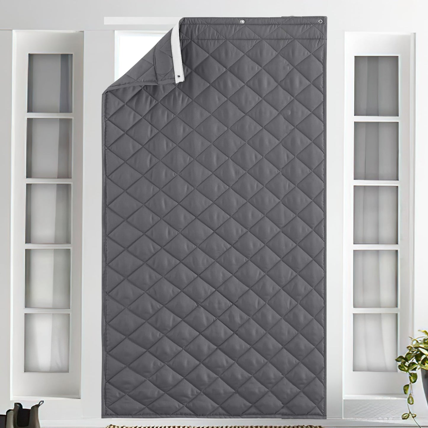 KEPARPCN Large Soundproof Blanket, Thermal Insulated Door Curtains for Doorway Noise Reducing Divider for Workshop Basement Laundry Acoustic Covering as Moving Blanket, 44 x 82 inch, Grey, 1 Panel
