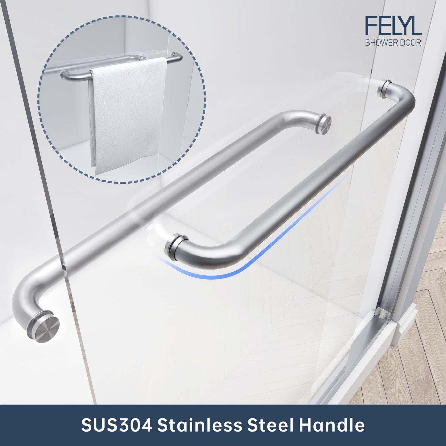 FELYL Double Sliding Shower Door 43-48" W x 72" H, Brushed Nickel, Bypass Shower Door, Clear Glass, Framed, 1/4" (6mm) Tempered Glass