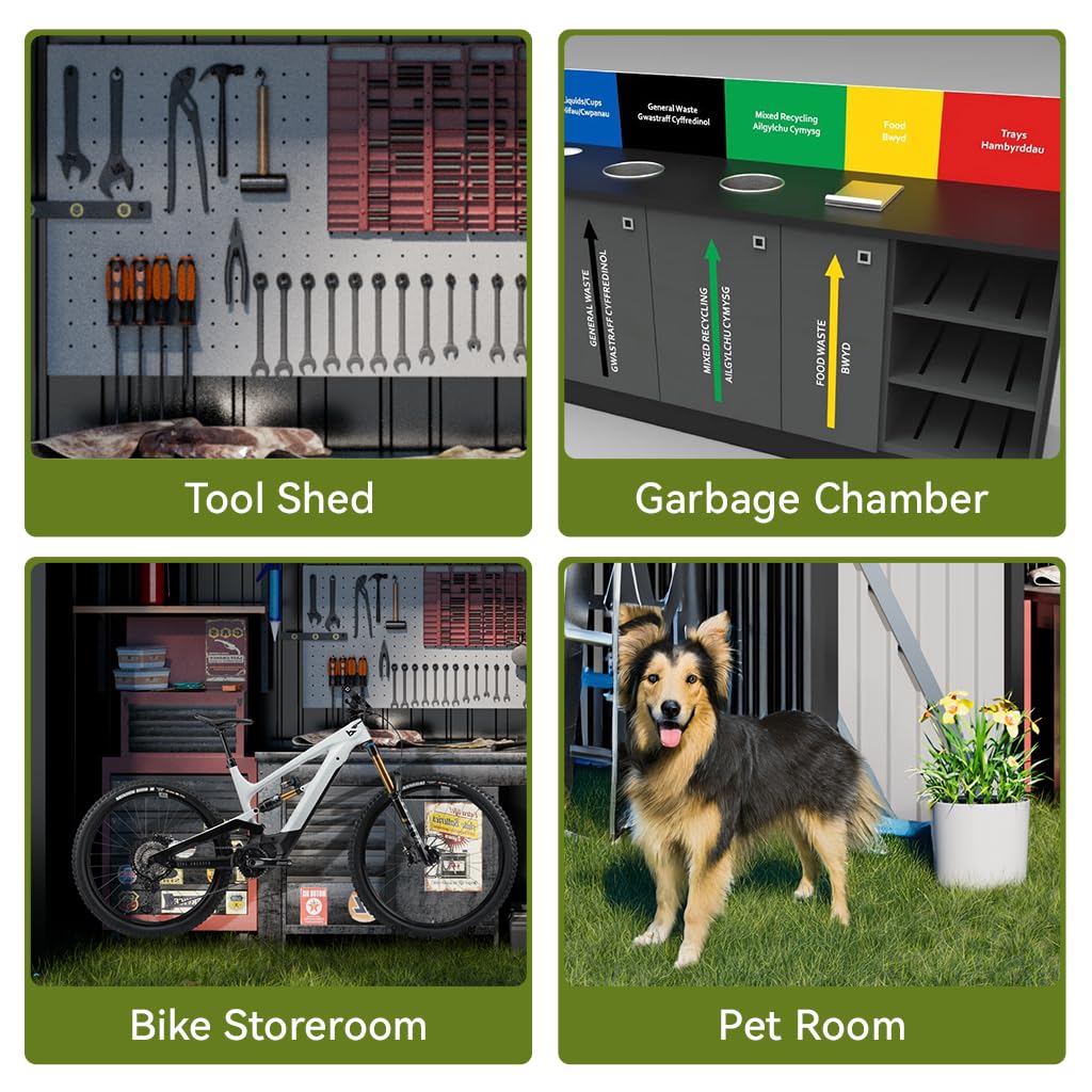 COMHOMA Shed Outdoor Storage Shed Metal,Lockable Doors Tool Sheds with Sloping Roof,Steel Garden Shed with Air Vent for Backyard,Patio,Lawn,Poolside(Grey,6'x4')