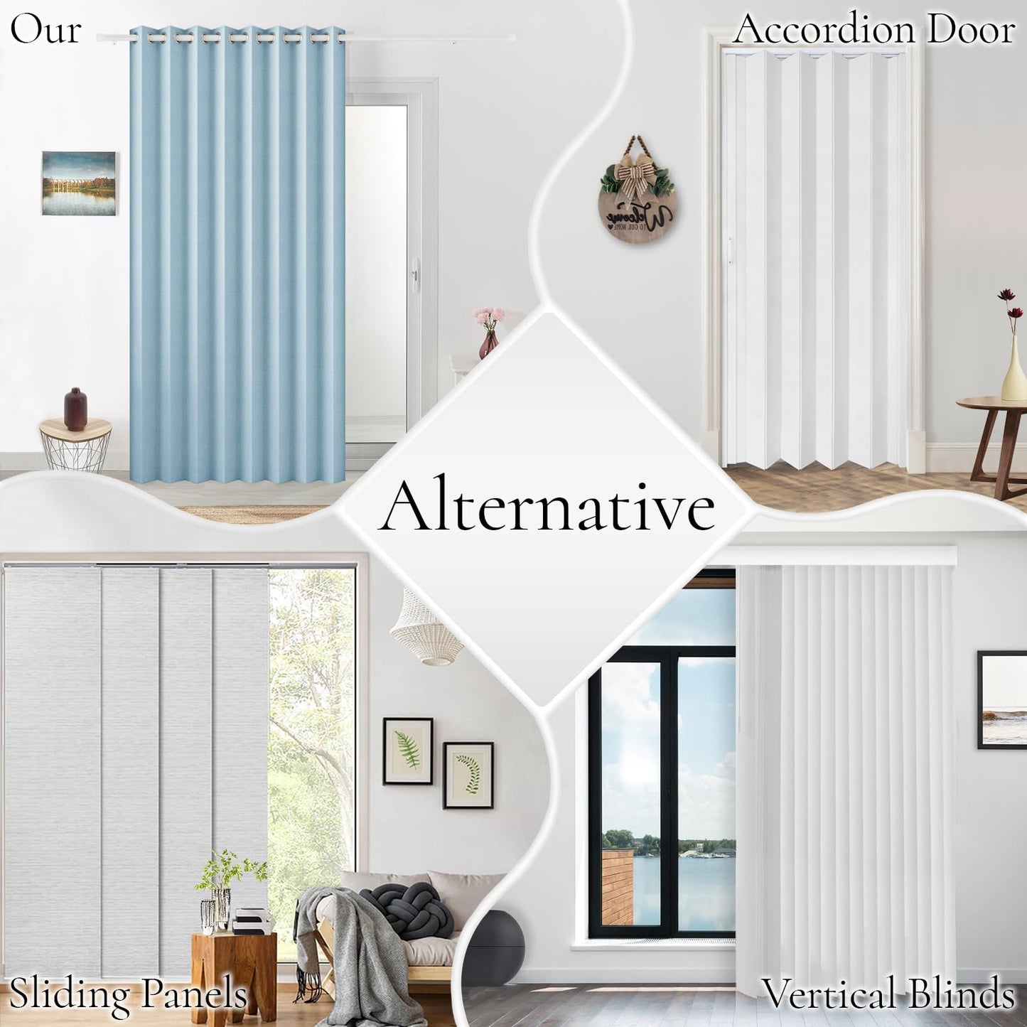 HMYI 100% Blackout Magnetic Curtain for Closet Door, Accordion Folding Door Curtain for Doorway/Laundry/Pantry/Hallway, 1 Panel, W45 x L80, Blue
