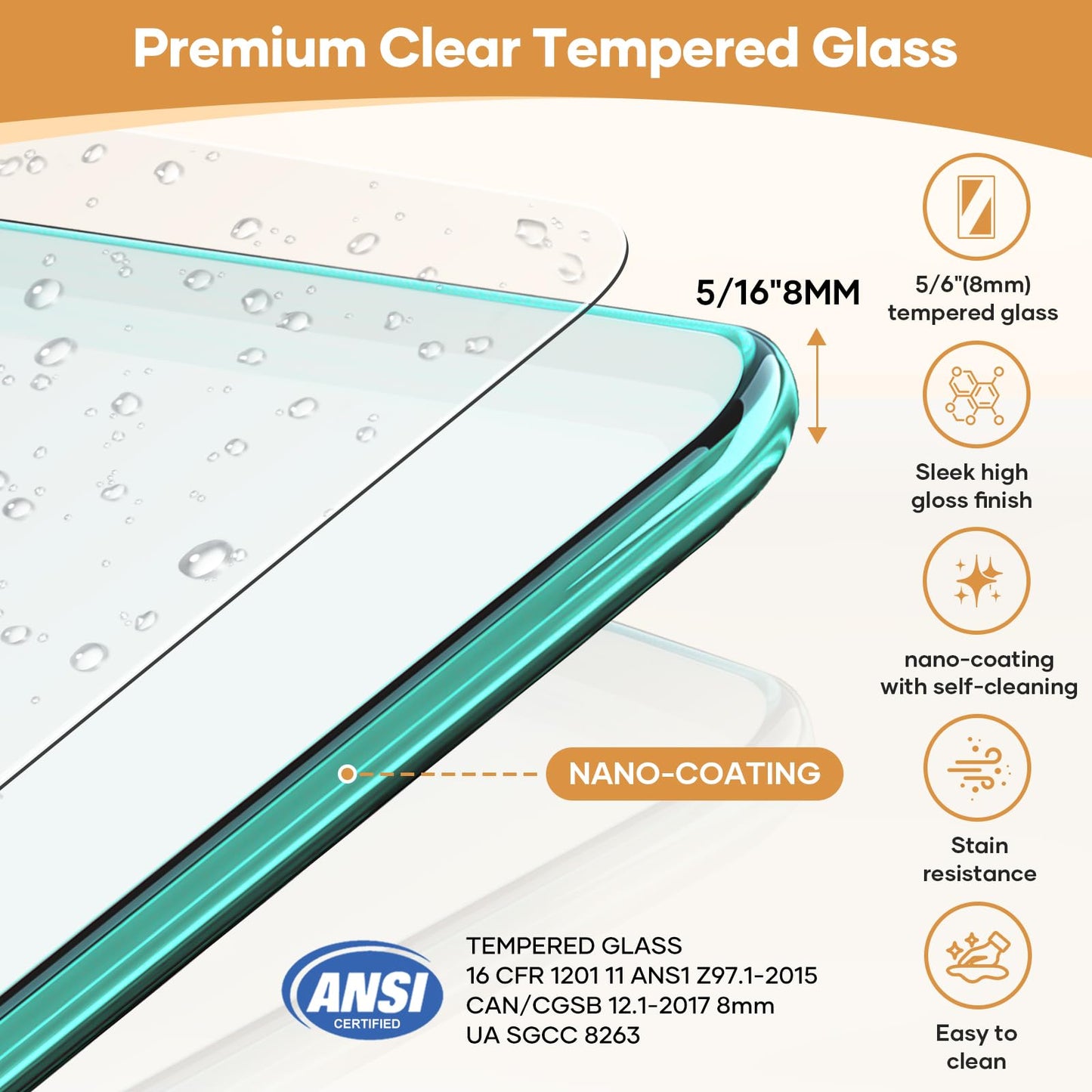 Mybos 74 x 60 Shower Door, Frameless Shower Door, Sliding Shower Glass Door with 5/16" (8mm) Clear SGCC Tempered Glass, Explosion-Proof Film, Stainless Steel Handle, Matte Black