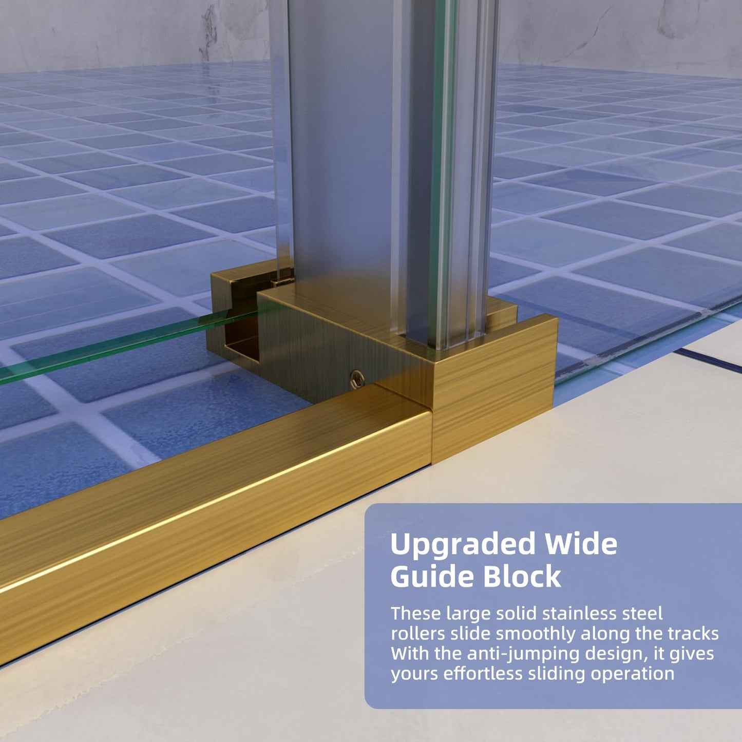 Shower Door,56-60" W x 74" H Frameless Single Sliding Shower Doors with Soft Close System,5/16" (8mm) Clear Tempered Glass with Nano Coating,Stainless Steel Hardware,Brushed Gold