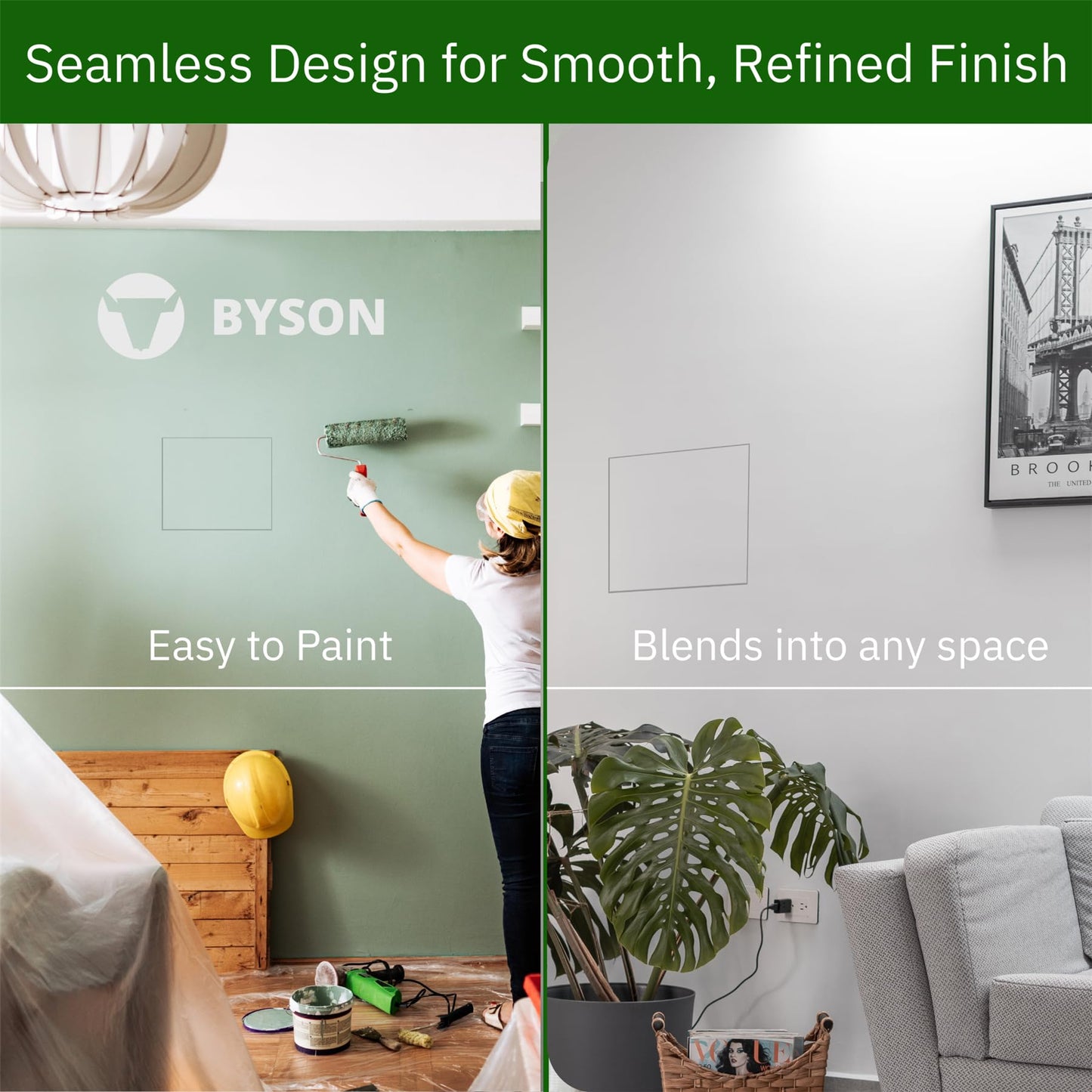 Byson Drywall Access Panel 12x12 Inches – Wall Access Door with Mud-In Flange, Heavy Duty Steel Frame, 5/8” Gypsum Inlay, Hidden Hinged Push Lock