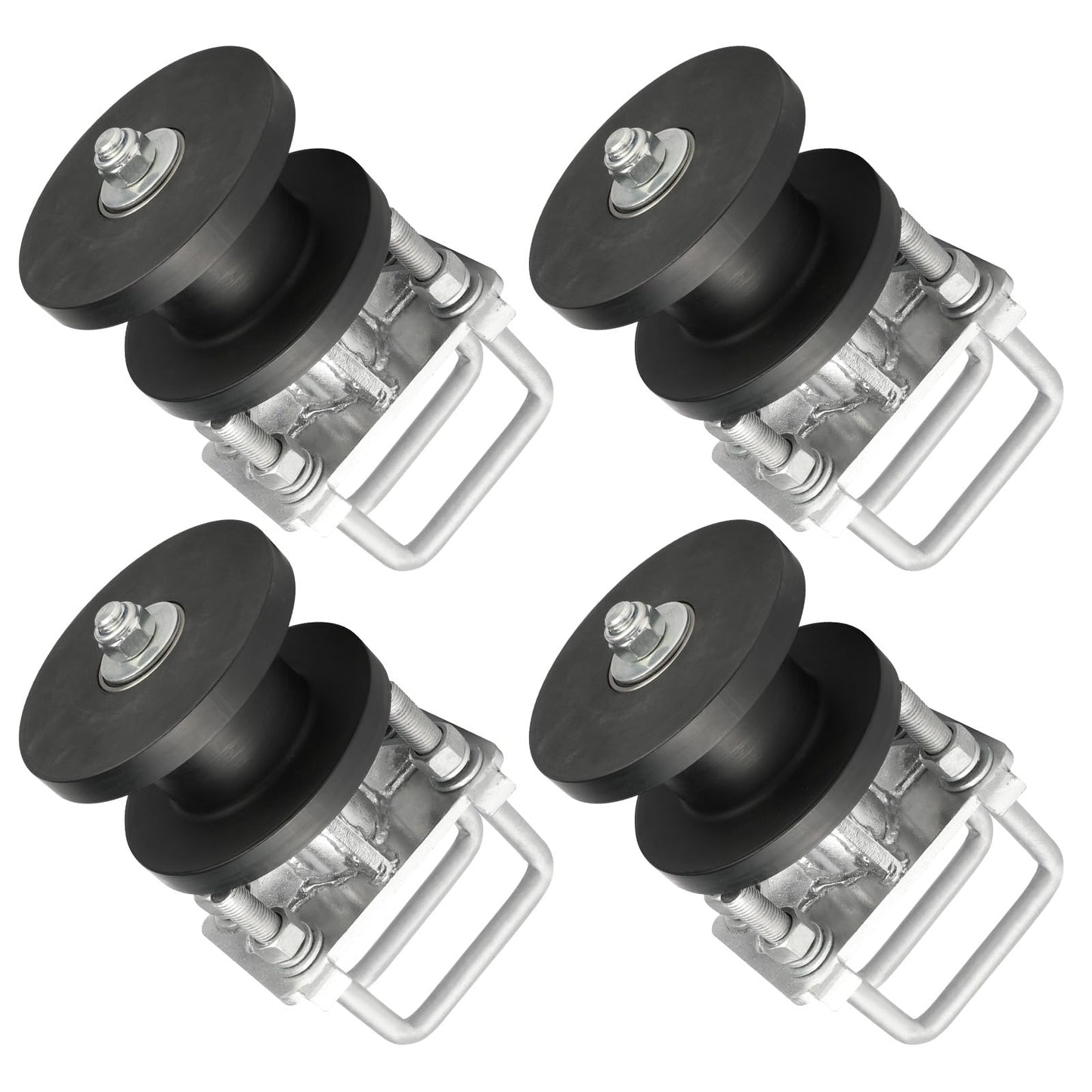 Pubotlu 4 Pack Sliding Gate Rollers， Nylon Cantilever Rollers 2" Gate Frames, 4" Square Post Chain Link Fence Parts, Cantilevered Rail Fence Gate Kit，Sliding Gate Kit Hardware