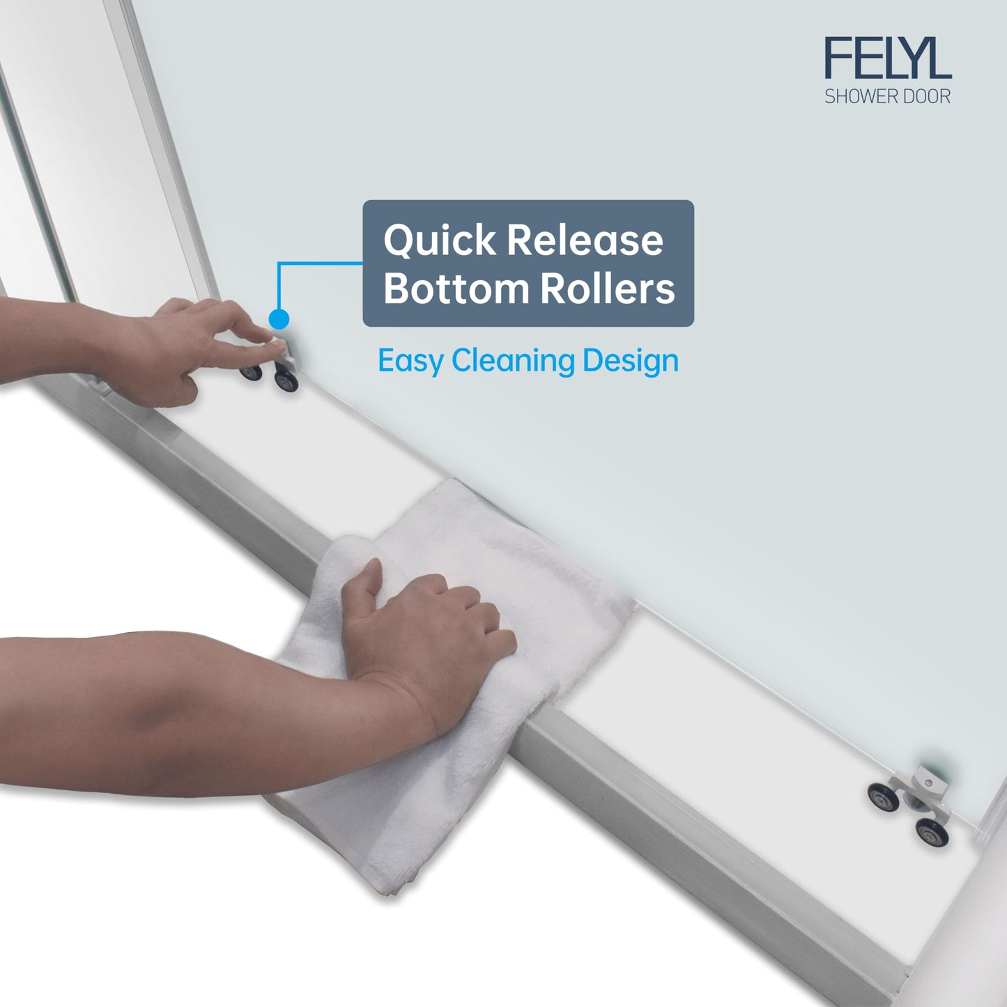 FELYL Frosted Sliding Shower Door 43-48" W x 72" H, Brushed Nickel, Single Sliding Door, Framed, 1/4" (6mm) SGCC Tempered Glass, Reversible Installation