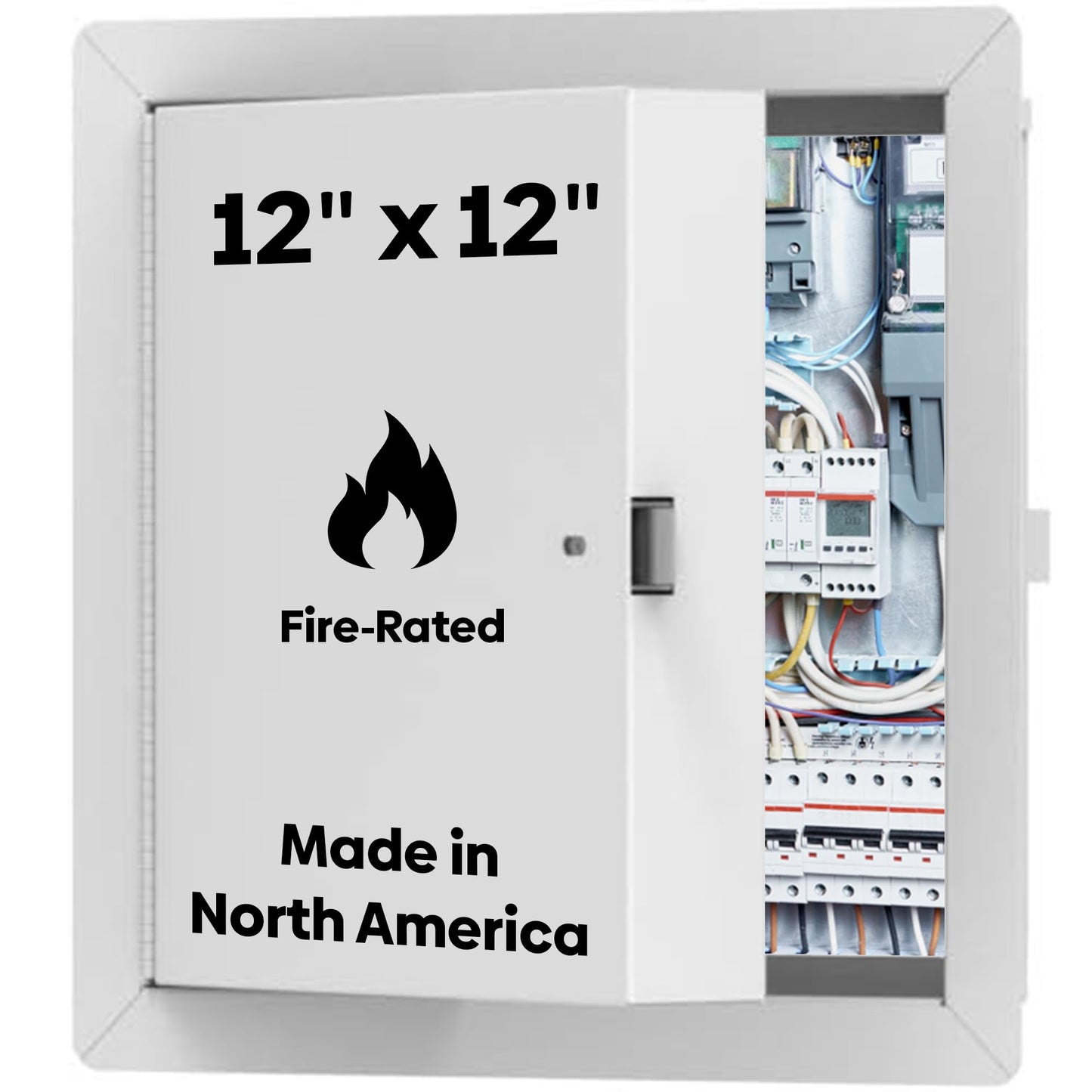 Best 12" x 12" Insulated Fire Rated Metal Access Door with Flange – 20-Gauge Galvanneal Steel Wall Access Panel, 2" Mineral Wool Insulation, White Powder-Coat Finish, LEED Compliant, BA-FRI