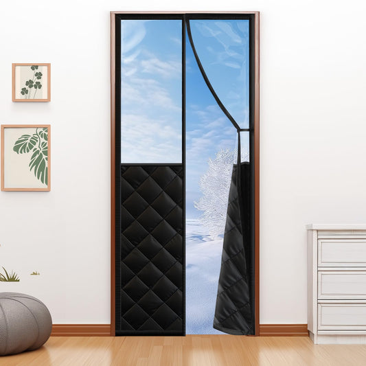 Magnetic Thermal Insulated Door Curtain for 36"x 80" Doors, Insulated Door Cover with Clear Window, Hands-Free Self-Closing for Pets, Block Draft in Winter & Keep Cool in Summer