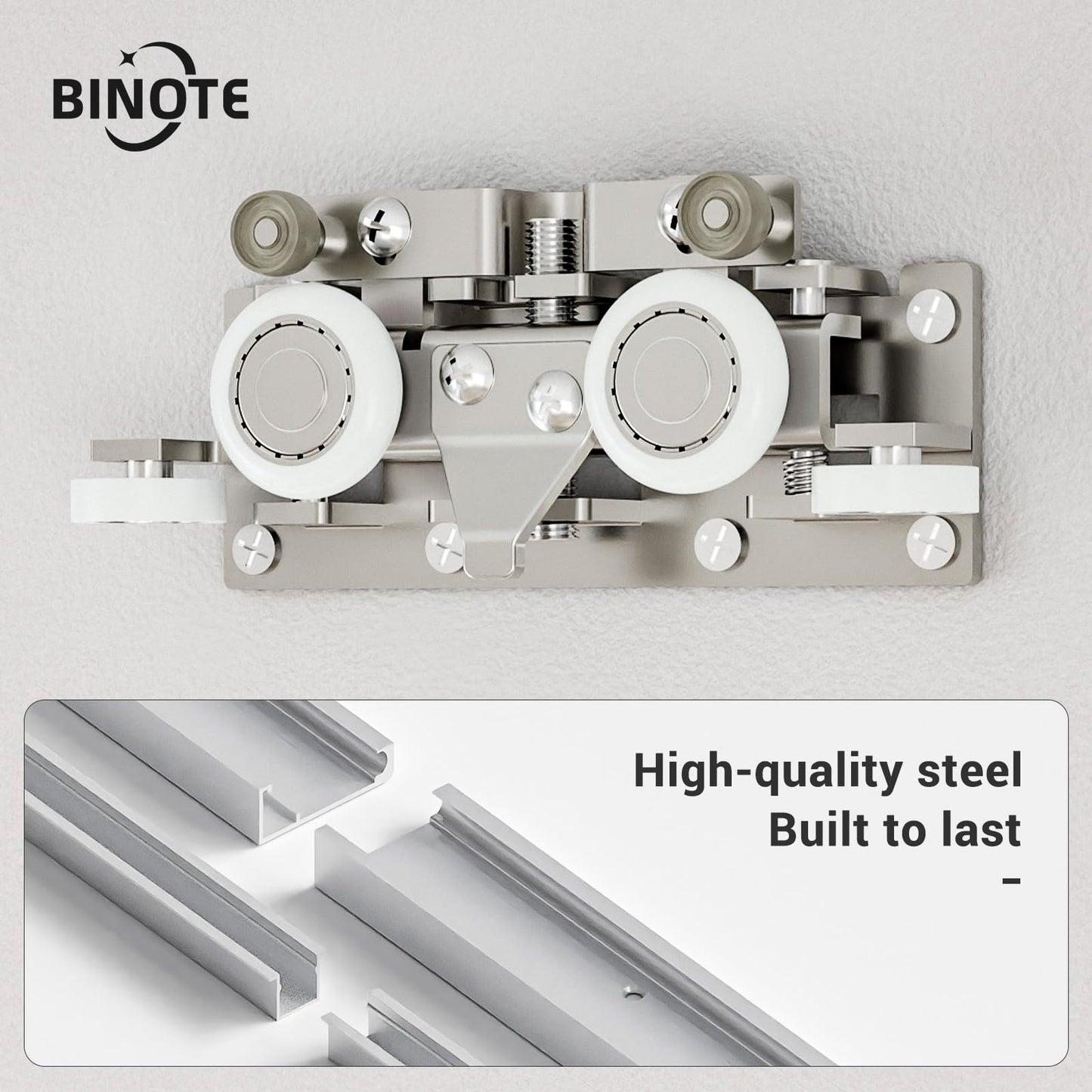 BINOTE 32” Concealed Sliding Barn Door Hardware with Soft Close Mechanism, Trackless Sliding Door Kit, Aluminum Hidden Track for Interior (Door is Not Included)