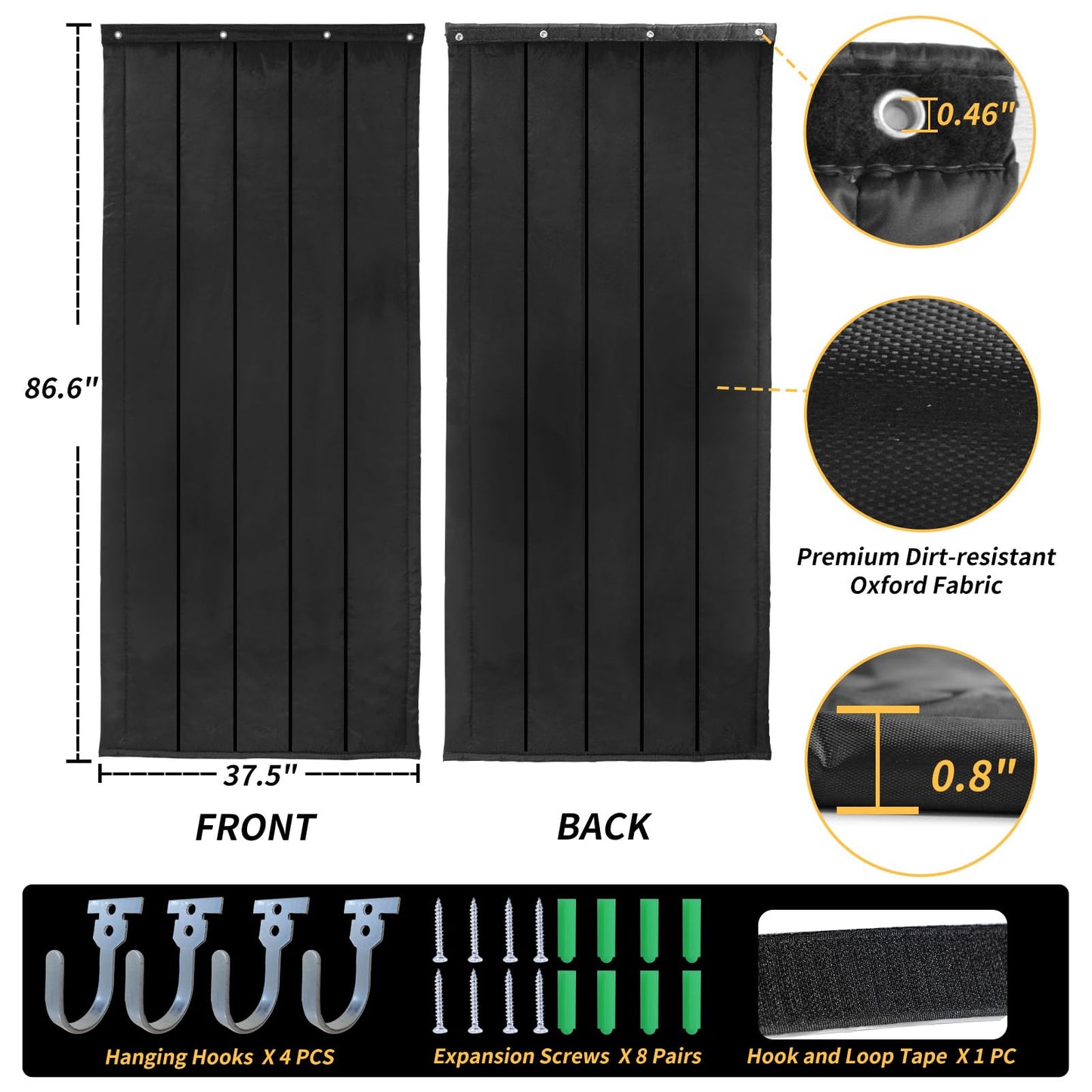 TroyStudio Thick Door Soundproofing Blanket, 37.5 x 86.6 x 0.8 inches Heavy Window Sound Barrier Sheet, Home Acoustic Dampening Curtain Divider, Noise Blocker for Bedroom Wall Music Recording Studio