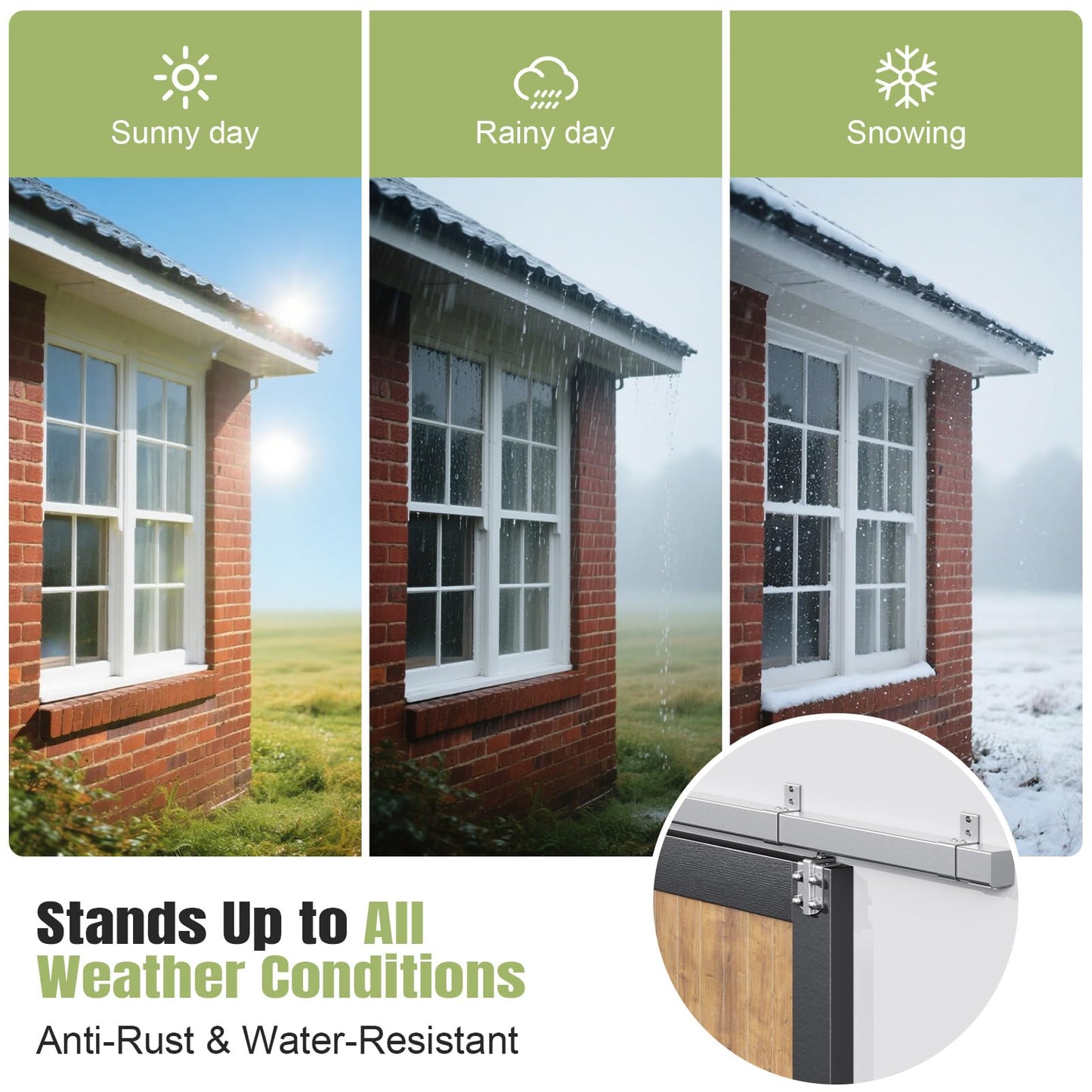 Easelife 8FT Exterior Sliding Barn Door Hardware Kit, Box Rail Track, 450lb Capacity, Sliver Weather-Resistant Steel, Wall Mount System for Outdoor Use, Fit Single 48in Door