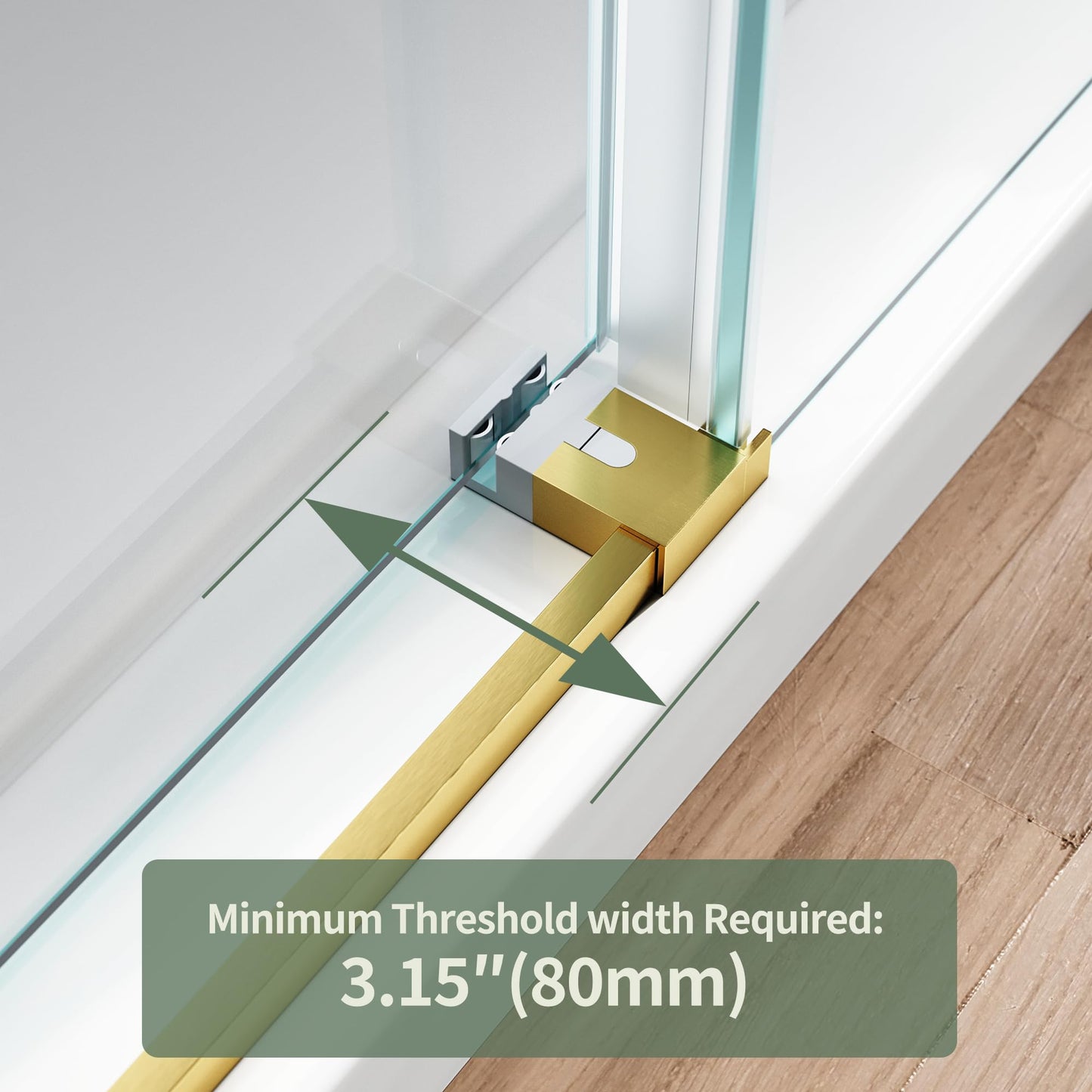 56-60" W x 76" H Frameless Sliding Shower Door, 5/16" (8mm) Clear Tempered Glass with Easy-Clean Coating, Sliding Glass Shower Door for Bathroom, Stainless Steel Hardware (Brushed Gold, 60" W x 76" H)