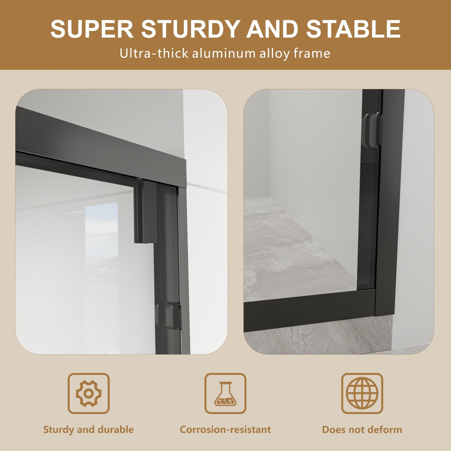 RFN 50-54" W x 76" H Framed Bypass Double Sliding Shower Door, 1/4" (6 mm) Easy-to-Clean Treated Clear Tempered SGCC Glass,Bathroom Door(Matte Black, 50-54" W*76" H)