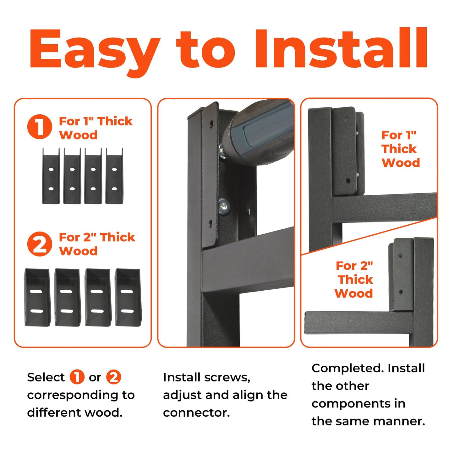 Heavy Duty DIY Fence Gate Kit – 36"-72" Adjustable Wood Gate Building Kit for 4-5 ft Fences, Fits Both 1"x4" and 2"x4" Wood
