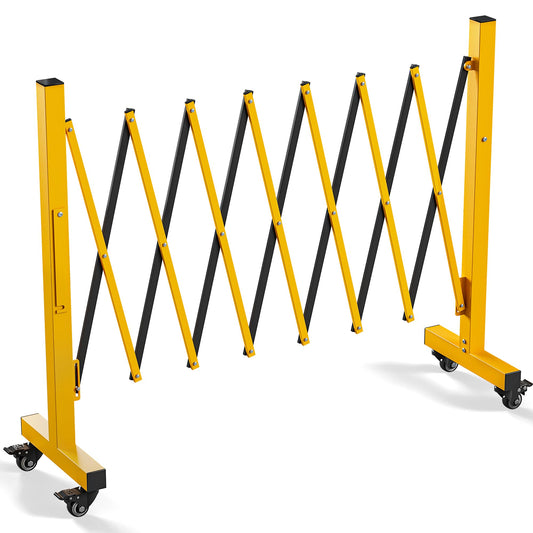YITAHOME Metal Expandable Mobile Barricade, 8FT Folding Security Gate, Retractable Driveway Gate, Folding Safety Barricade with Casters