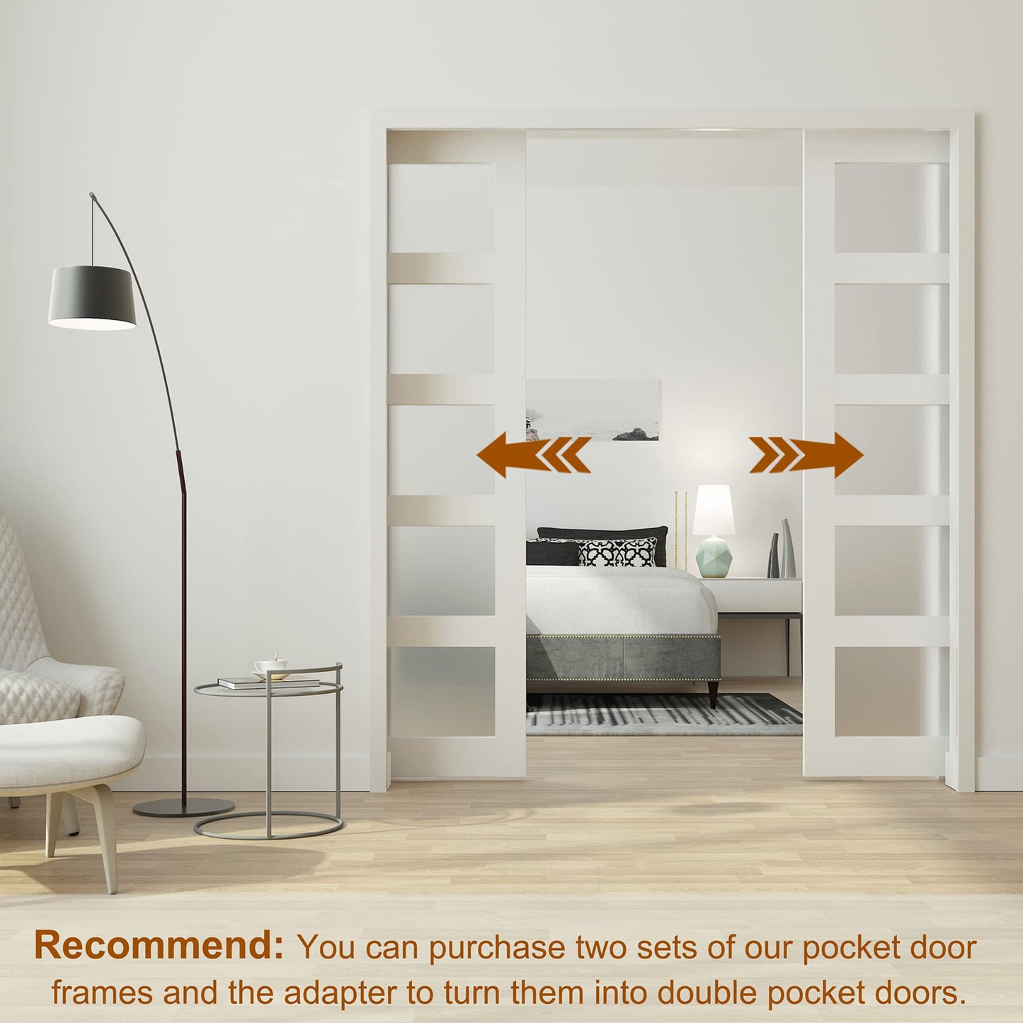 JUBEST 30"x80" Pocket Door Frame Kit with 88LBS Two-Way Soft-Close Mechanism, Durable, Easy to Install Hidden Door Kit, for 24" to 30"x80"