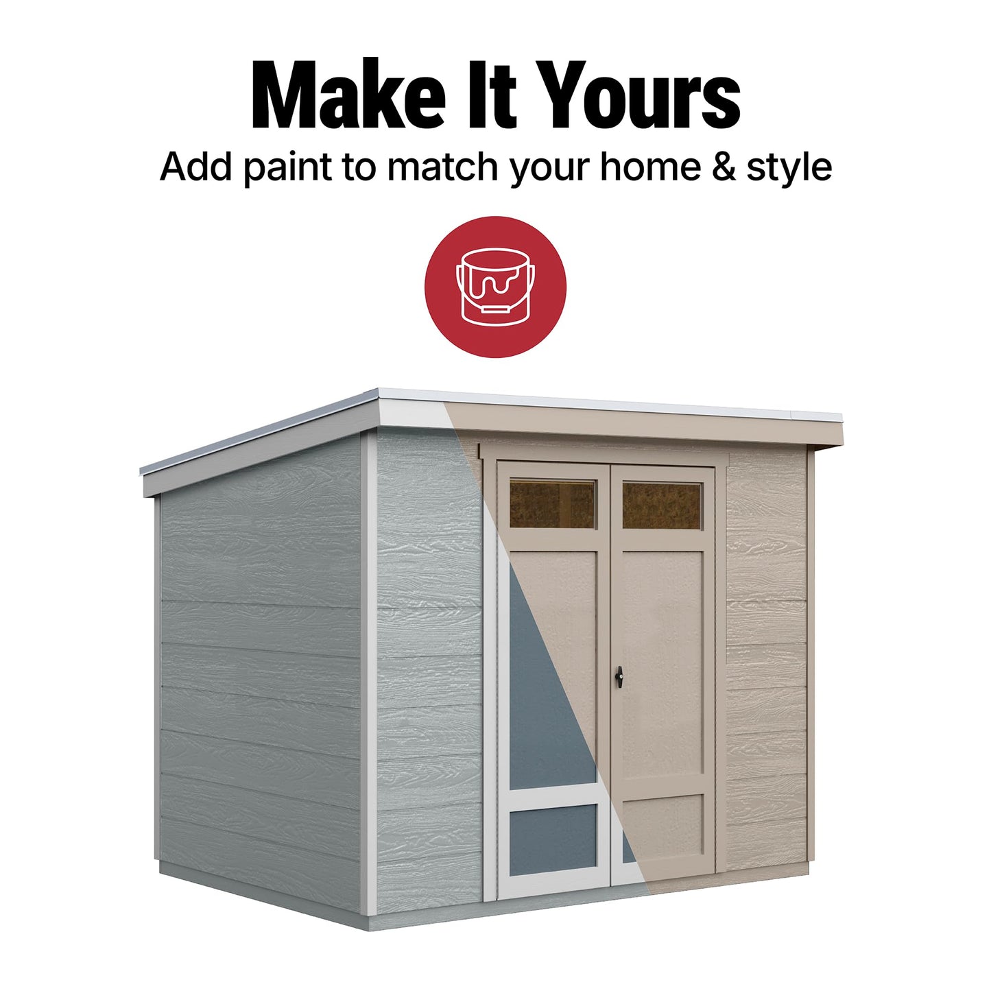 Handy Home Products Highland 8x6 Modern Wooden Storage Shed with Floor Kit and Palram roof- Does not Include Paint