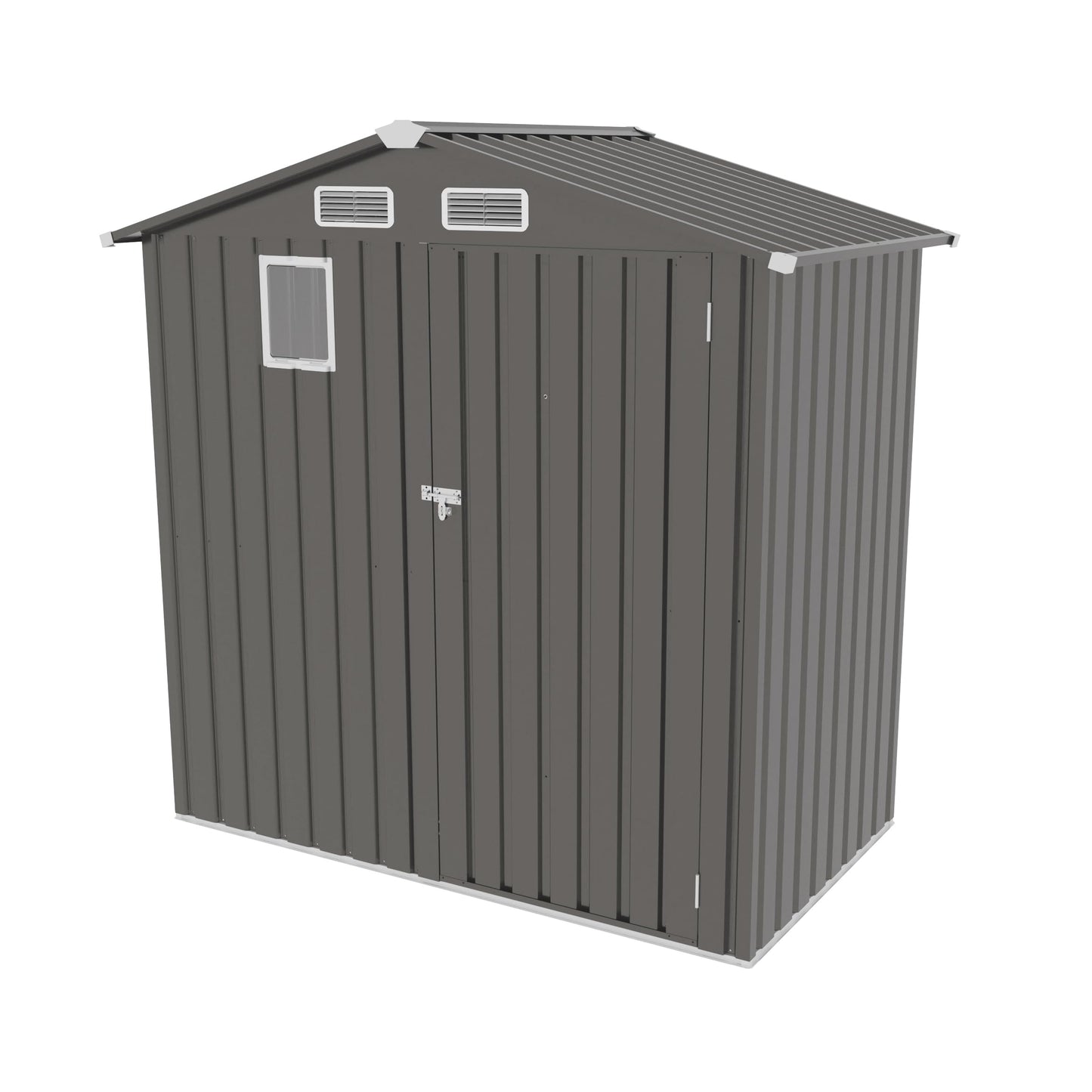 YOPTO 6X4 FT Metal Outdoor Storage Shed,Waterproof Tool Sheds with Pitched Roof and Positive Window,Backyard House Buildings w/Lockable Door & Vents,for Garden Sundries Sundries Bike,Gray