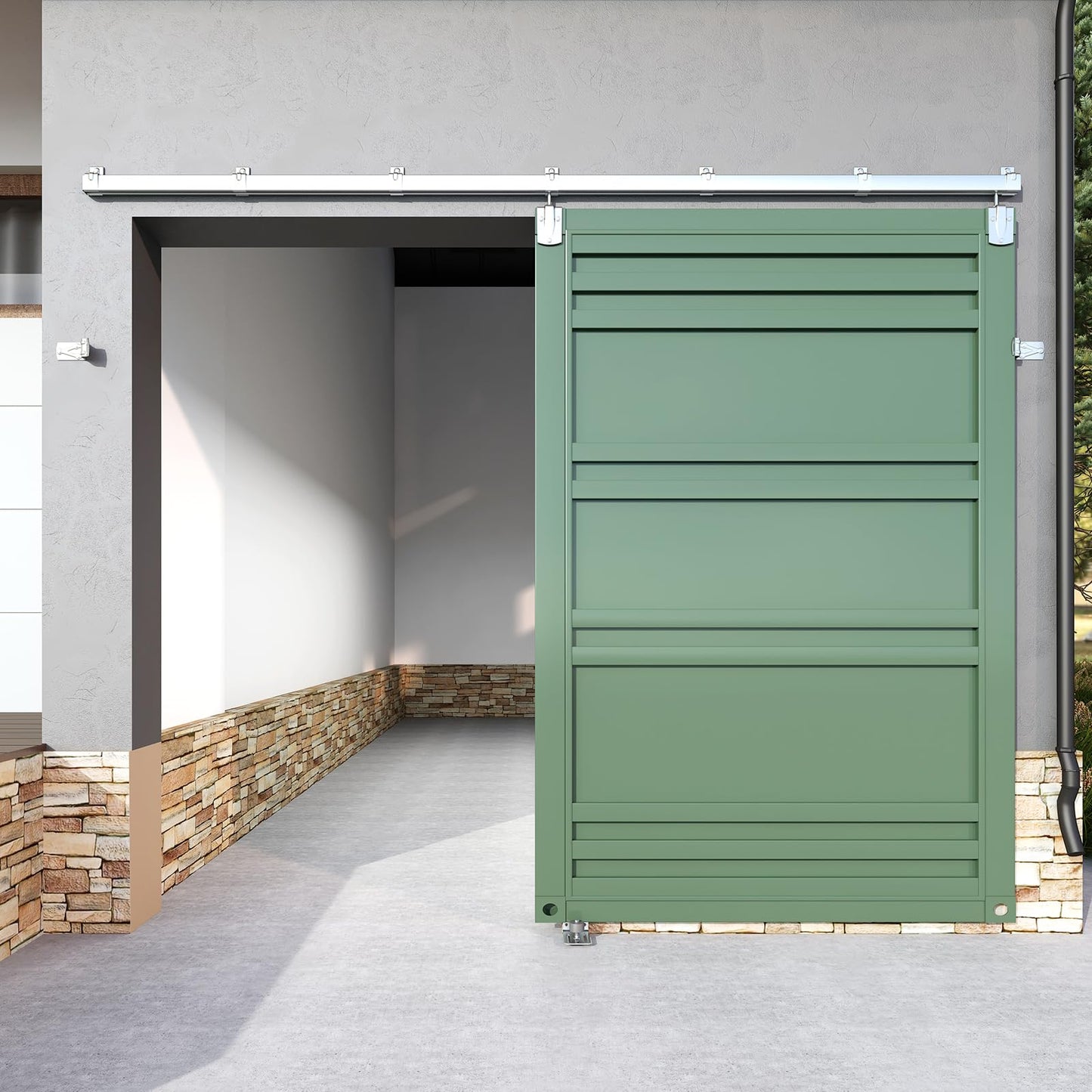 HARDJULAN 12FT Heavy-Duty Galvanized Steel Exterior Sliding Barn Door Hardware Kit, 450 lbs Capacity,Kit for Outdoor,Fit for MAX 1 Door Width 72in