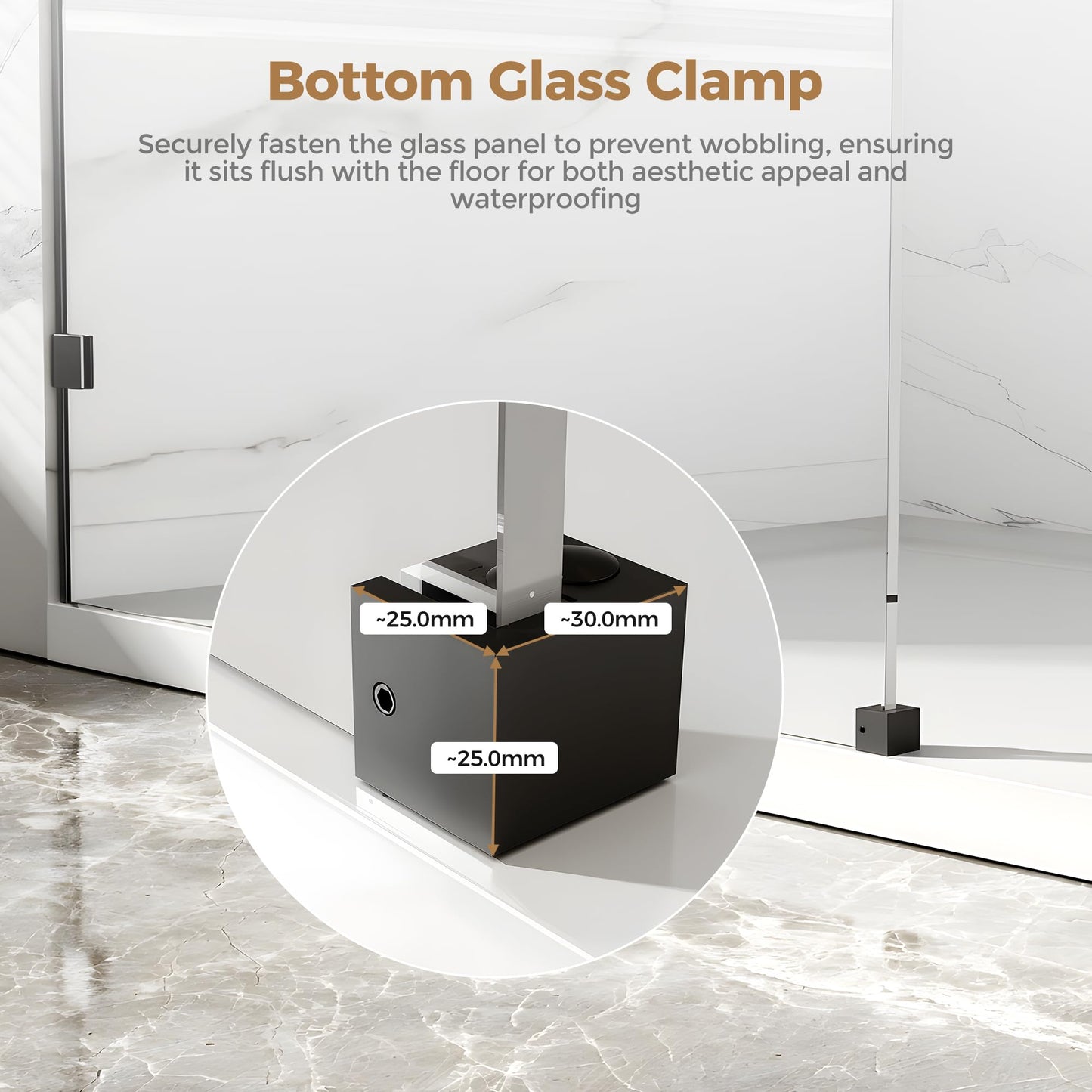 Shower Glass Panel Fixed Shower Screen, 32” W x 78” H 3/8” 10mm Single Frameless Shower Doors for Walk in Shower with Clear Tempered Glass Explosion-Proof Film for Bathroom, Matte Black Hardware