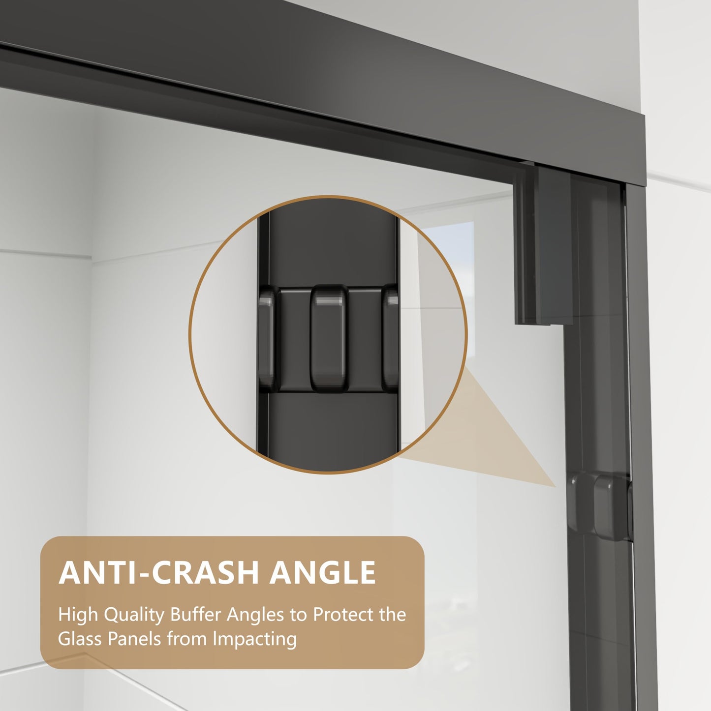 RFN 50-54" W x 76" H Framed Bypass Double Sliding Shower Door, 1/4" (6 mm) Easy-to-Clean Treated Clear Tempered SGCC Glass,Bathroom Door(Matte Black, 50-54" W*76" H)