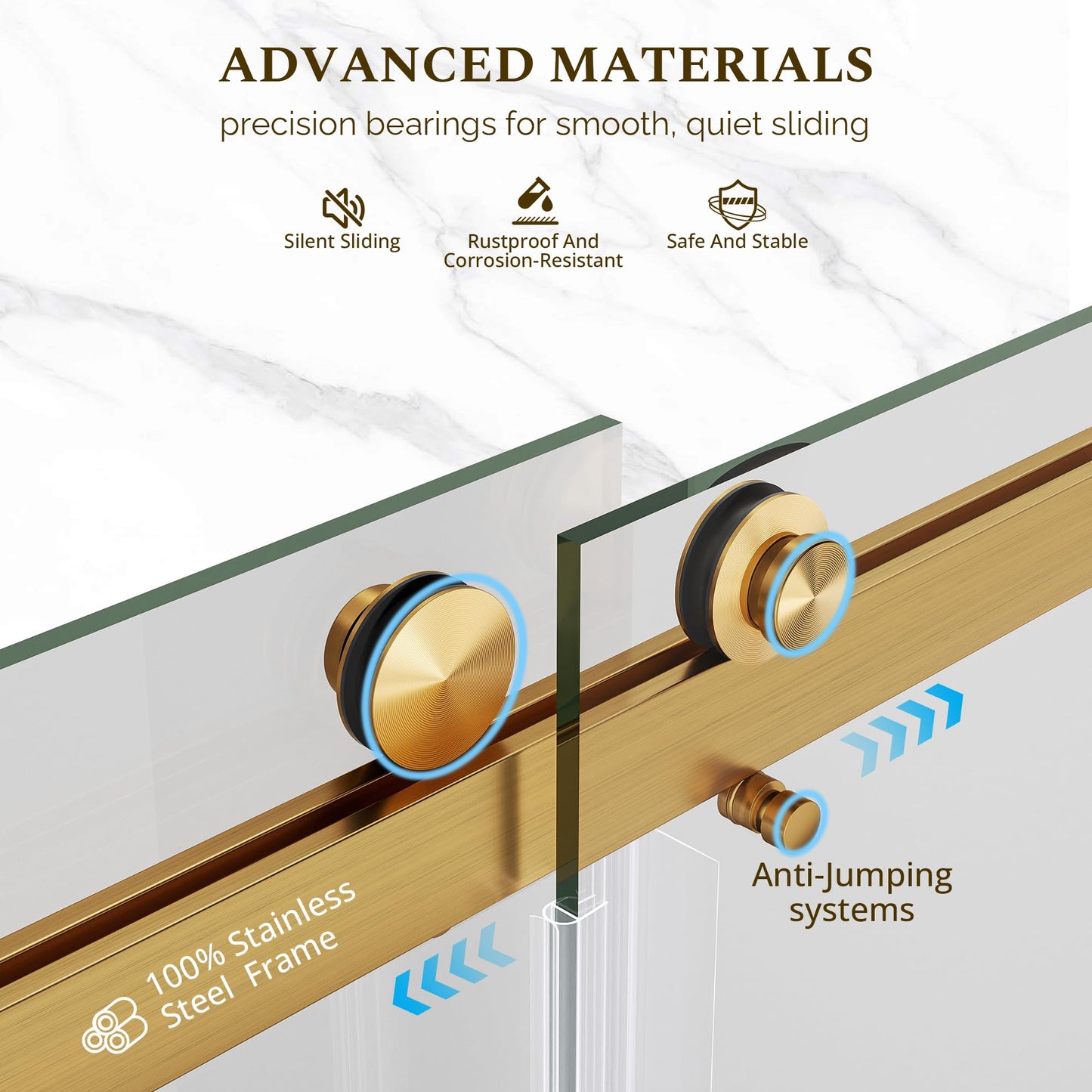 Frameless Double Sliding Shower Door 57"-61"x79", 3/8" Tempered Glass with Easy-Clean Coating, Adjustable Width for Walk-in Shower, Includes Towel Bar & Stainless Steel Hardware