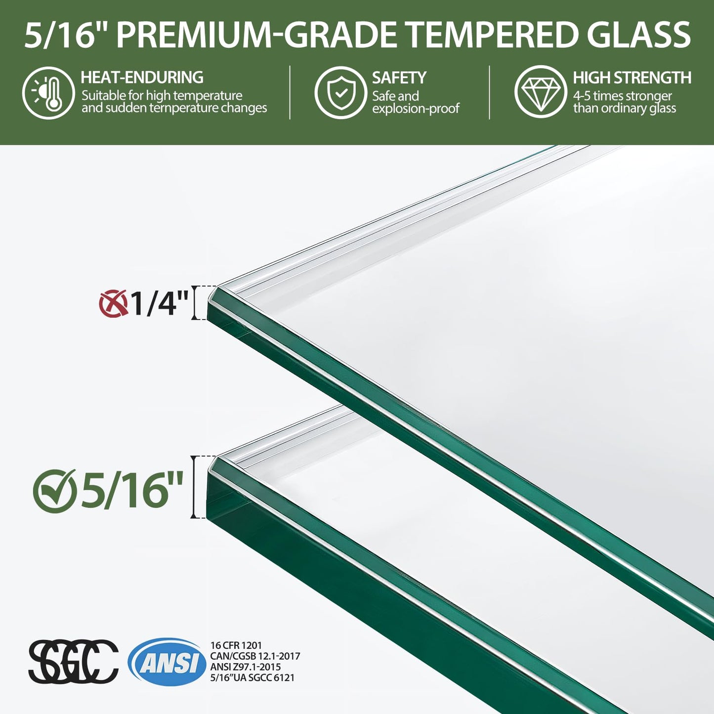 44-48" W x 76" H Glass Shower Door, Frameless Shower Door with 5/16" (8mm) Clear SGCC Tempered Glass, Explosion-Proof Film, Stainless Steel Hardware, Chrome