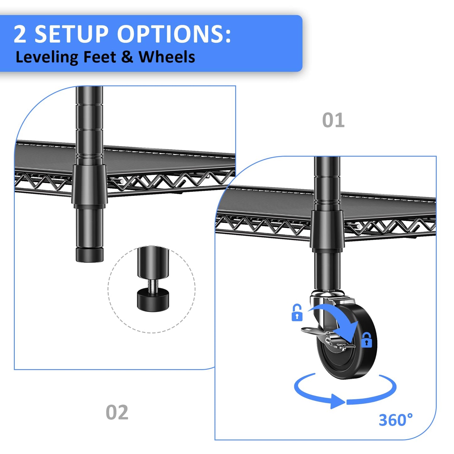 IZEUK Heavy Duty Garage Shelving, 4 Tier Wide Metal Storage Shelf Rack, Adjustable Utility Organizer for Basement, Warehouse, Garage, Black, 23.6" D x 53.1" W x 73.6" H