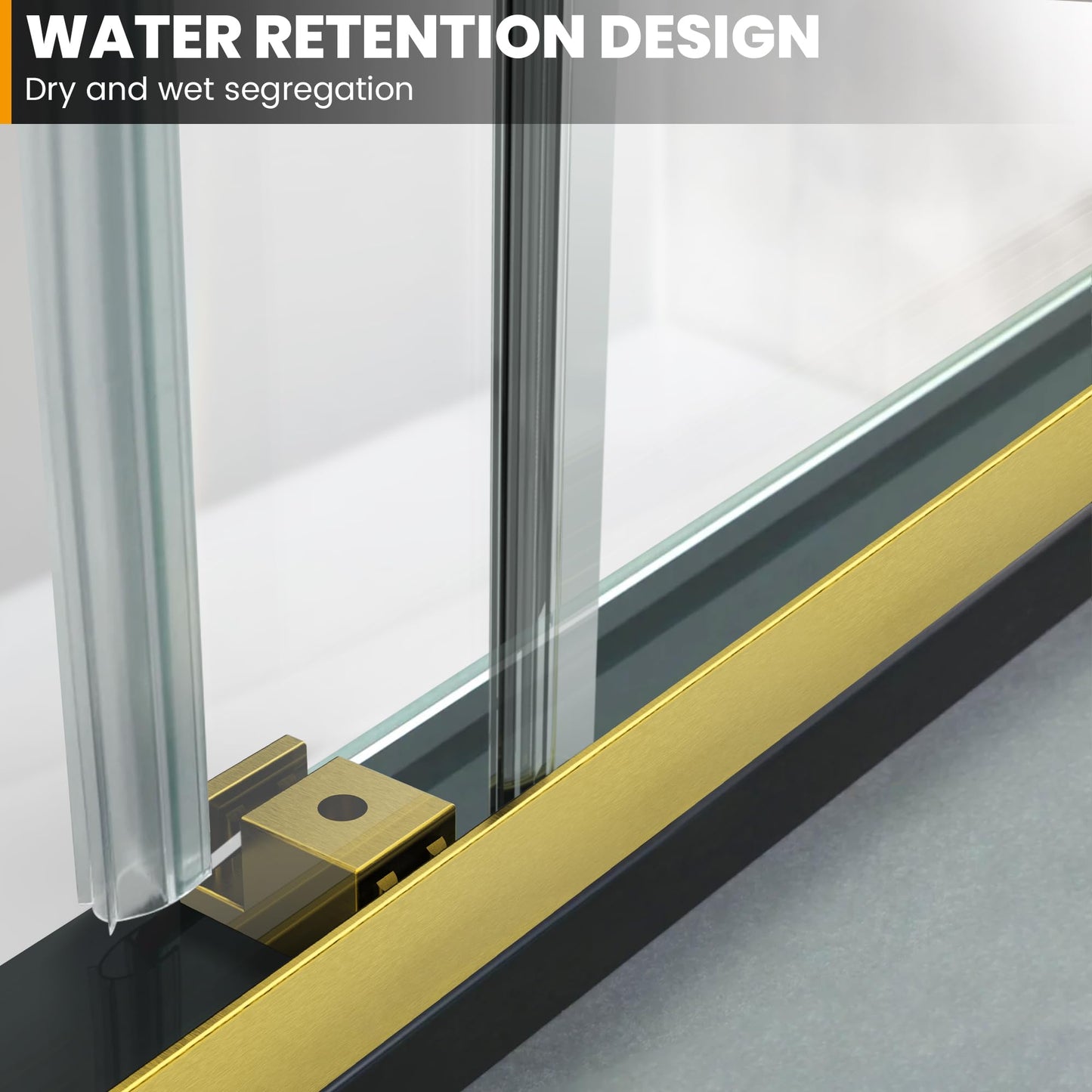 Bathroom Double Sliding Shower Door, 64" W × 76" H Frameless Shower Enclosure with 5/16"(8mm) Clear Tempered Glass Door, Brushed Gold Hardware, for Walk-in Bathroom