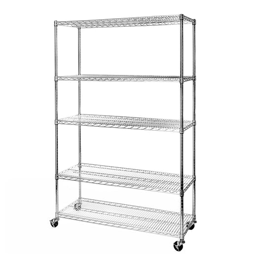 Seville Classics UltraDurable Heavy Duty NSF Solid Steel Wire Rack Storage Unit Organizer for Garage, Warehouse, Office, Restaurant, Classroom, Kitchen, 5-Tier Shelving, 48" W x 18" D