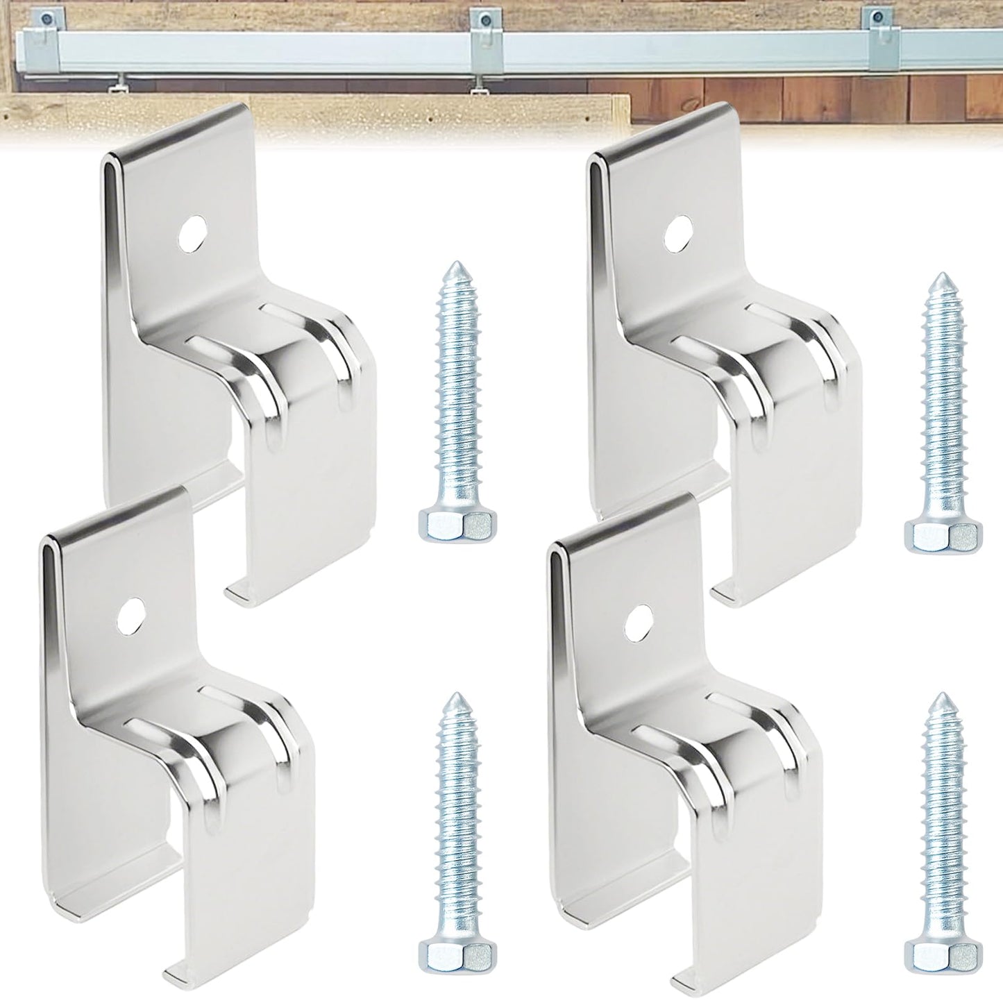 BiJun 4 Wheel Trolley Assembly Roller Strut Channel Trolley, Heavy Duty Box Rail Hanger Brackets Use to Mount for a Barn Door