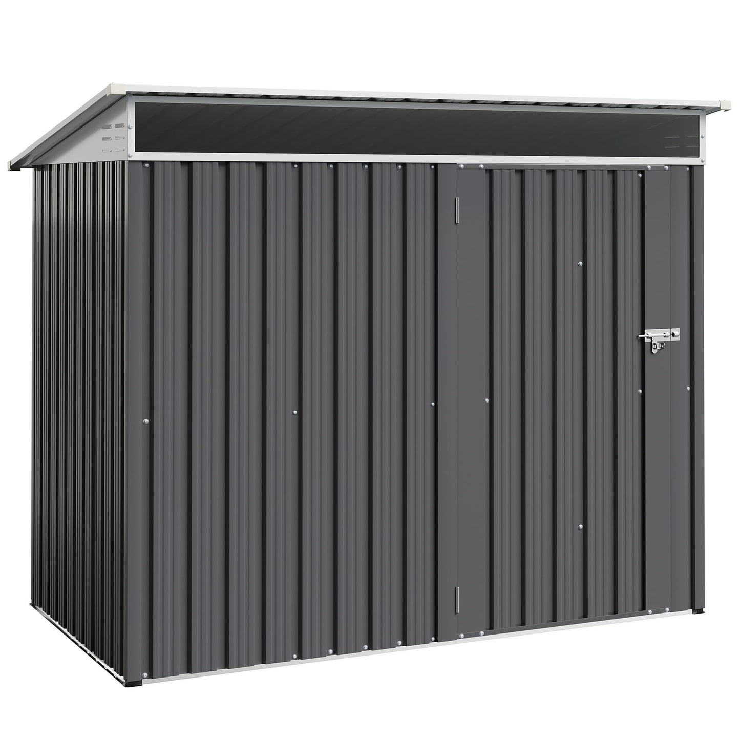 Shintenchi 6x4 FT Outdoor Storage Shed with Window, Outdoor Waterproof Storage Shed Metal Garden Shed with Lockable Single Door, Weather Resistant Tool Storage House Shed for Garden,Backyard,Gray